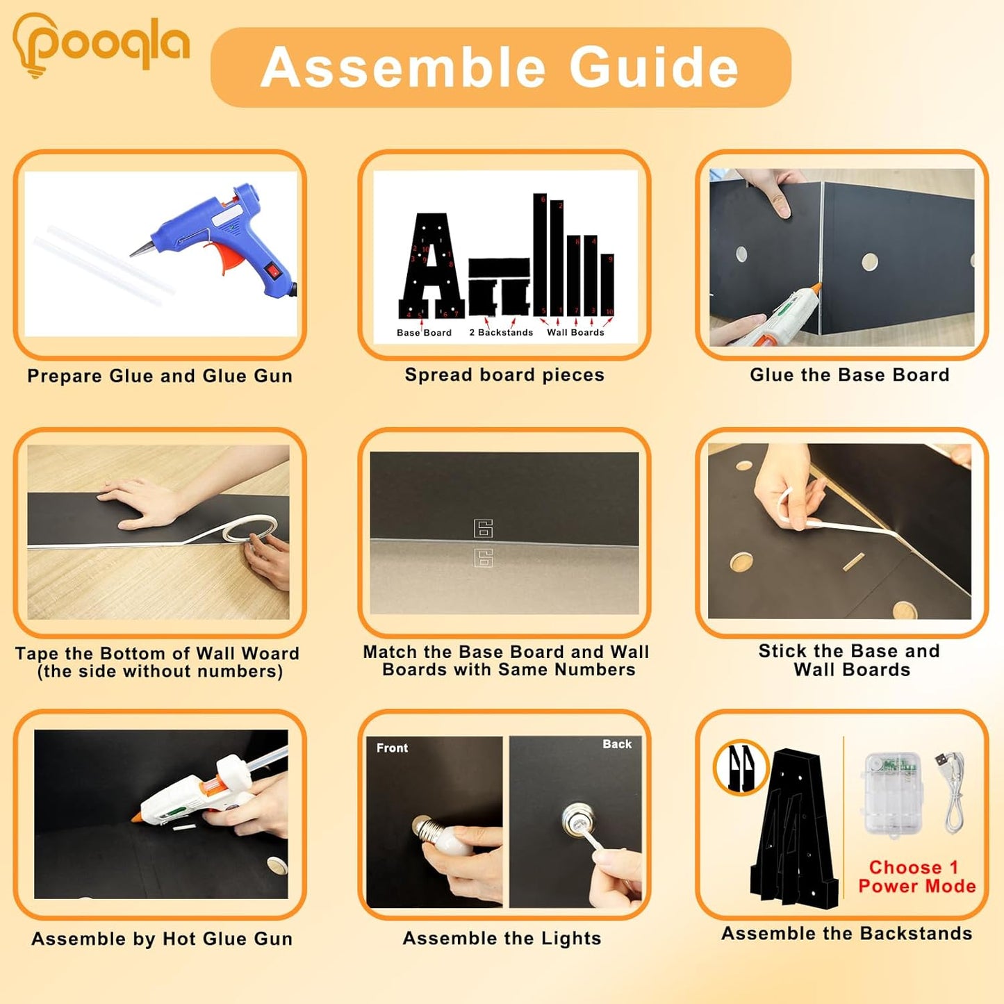 Pooqla 3FT Marquee Light Up Letters, Black LED Party Decor Large Marquee Letters 3 Feet Tall, Giant Mosaic Letter for Birthday Graduation Anniversary Wedding Decoration, Letter O