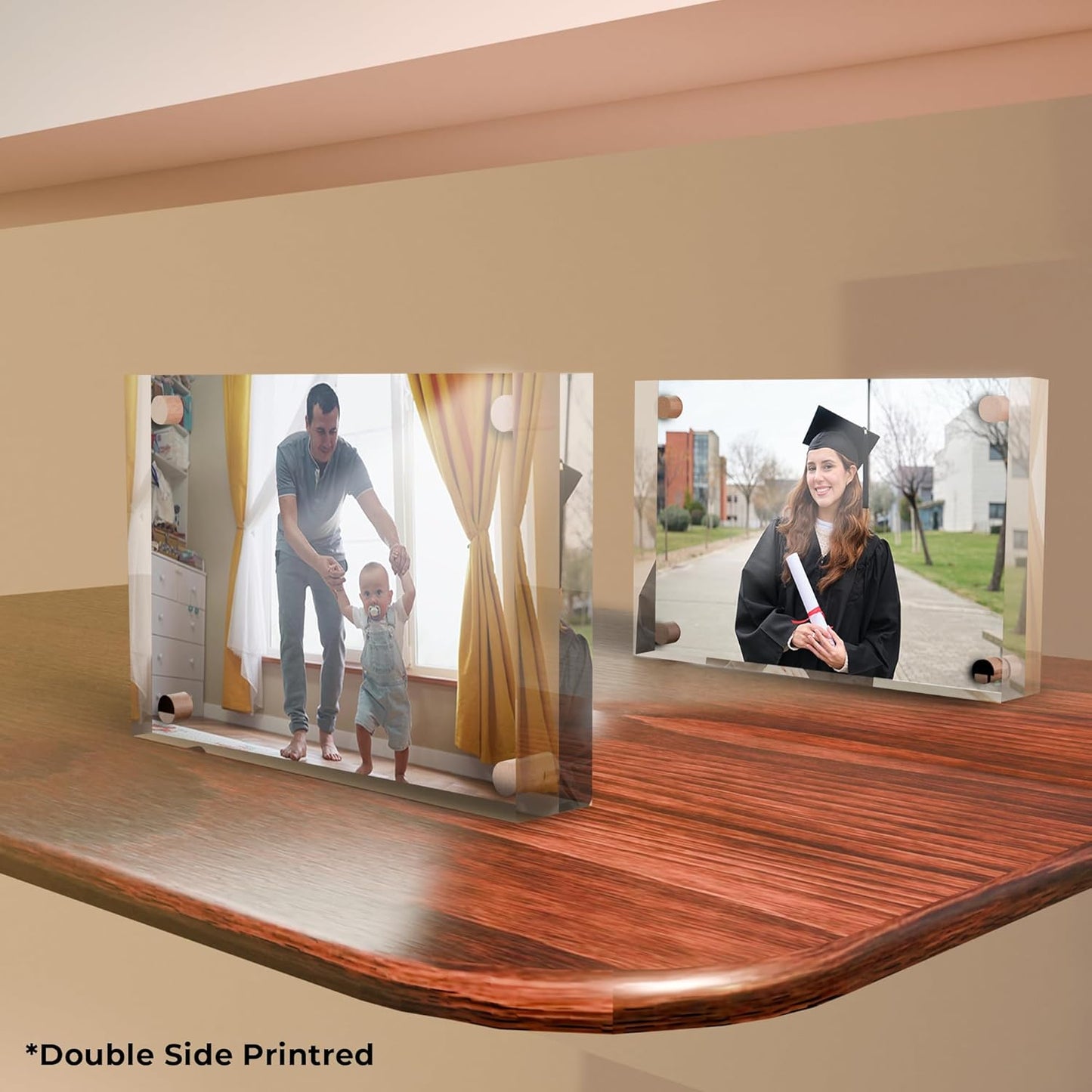 EGD Custom Double Sided Acrylic Photo Display | Romantic Photo Display for Couples, Family, Friends | 6x4 Clear Acrylic with Magnetic Corners | Personalized Double-Sided Printed for Office or Home Decor