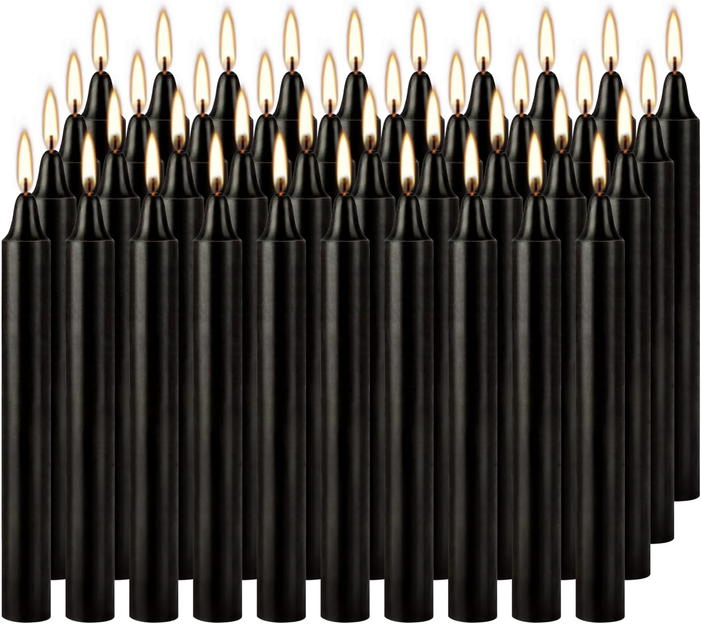 4 Inch, 40 Pack, Unscented, Dripless Taper Candles, Black, Smokeless Candles for Holidays, Wedding Ceremonies, Parties, Shabbat, 1.5 Hours