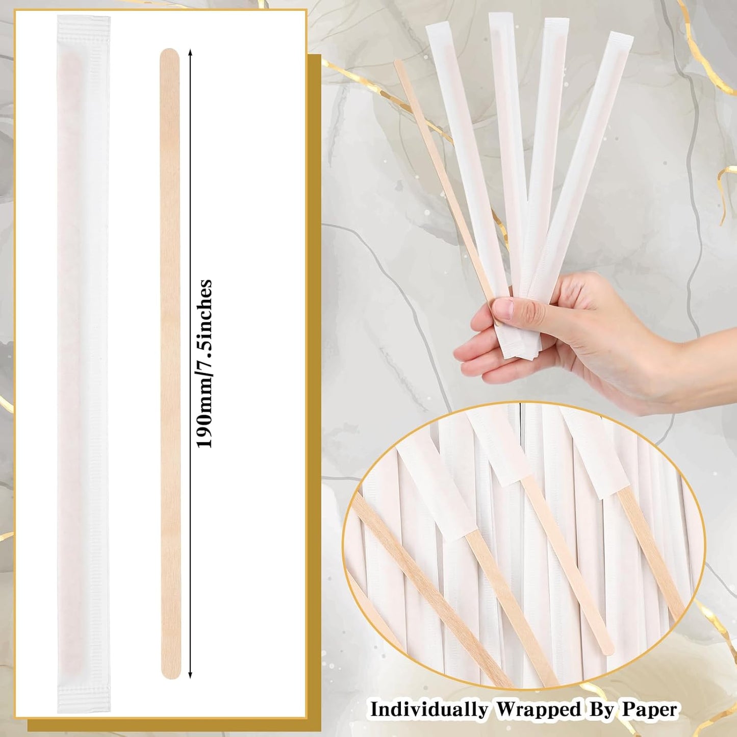 3000 Pcs Individually Wrapped Wooden Coffee Stirrers, Disposable Coffee Stir Sticks Round End Sticks Bulk Wood Stirrers for Cocktail Hot Drinks Restaurant Bar Home Office (5.5 Inch)