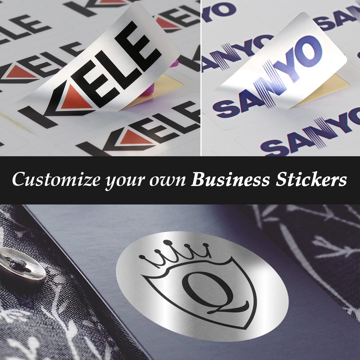 Custom Logo Stickers for Business, Personalised Logo Labels - Any Shape, Waterproof, Glossy (Silver Matte)