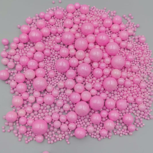 Edible Pearl Sugar Sprinkles Pink Candy Mixing Size Baking Edible Cake Decorations Cupcake Toppers Cookie Decorating Celebrations Wedding Valentines Easter Halloween Christmas Supplies 120g/ 4.23oz