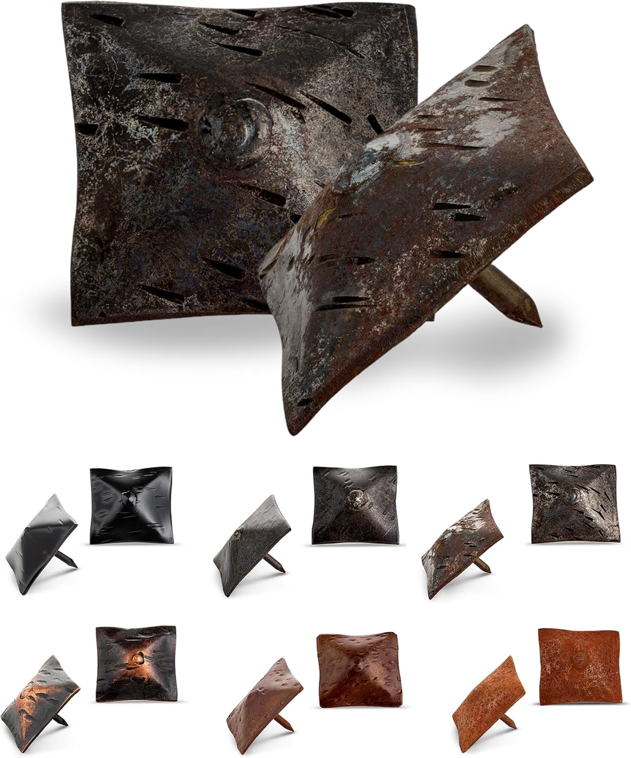 25 Pack 1.5" Square Head Iron Clavos Decorative Nails – Unfinished – Handmade Rustic Square Fasteners for Farmhouse Shutters, Faux Wood, Barn Doors, Shutters, and Gates – Ornamental Wood Accent