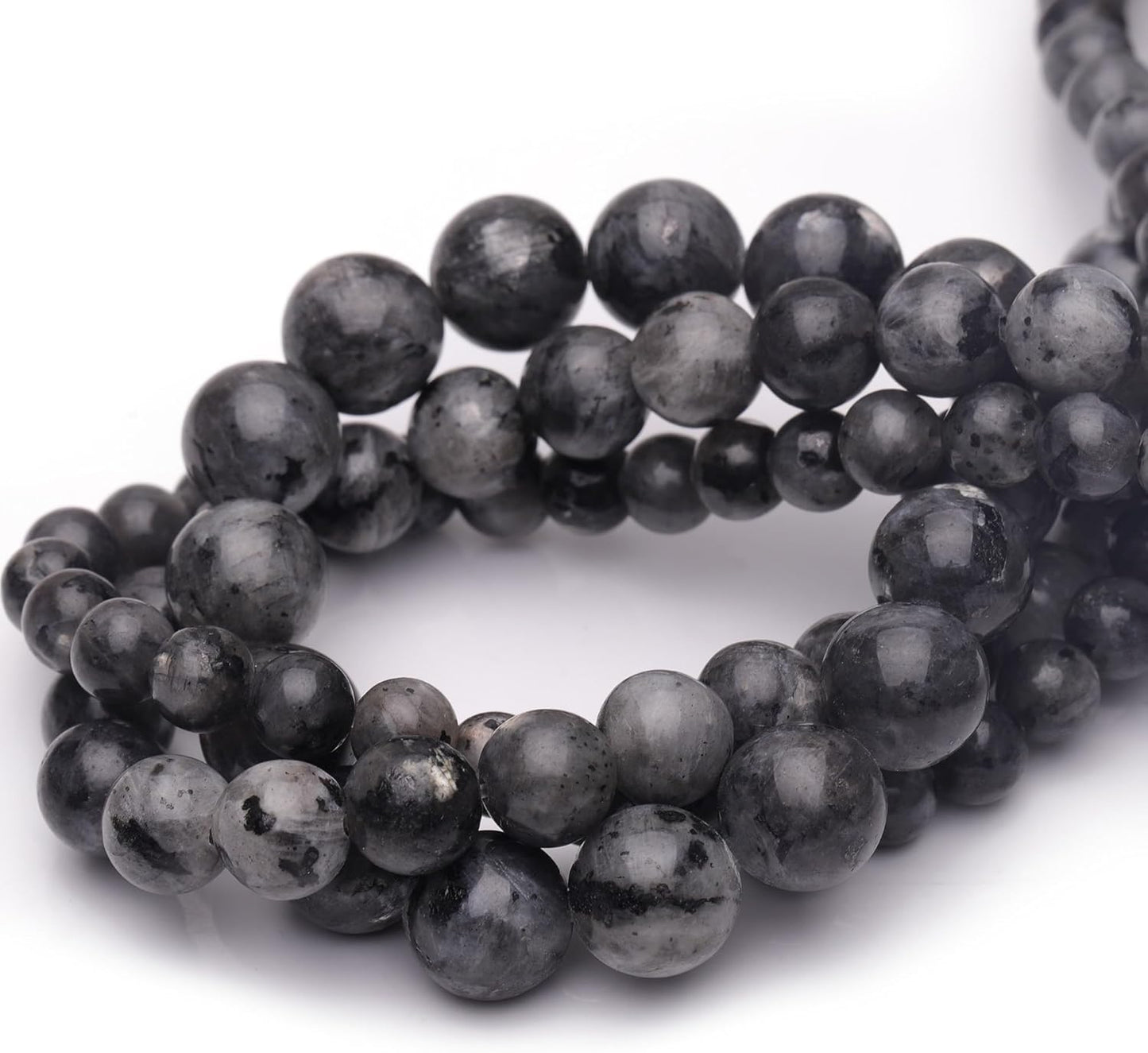 6mm Natural Stone Beads for Jewelry Making,Larvikite Labradorite Polished Smooth Round Gemstone Beads for Bracelet Necklace 15 Inch