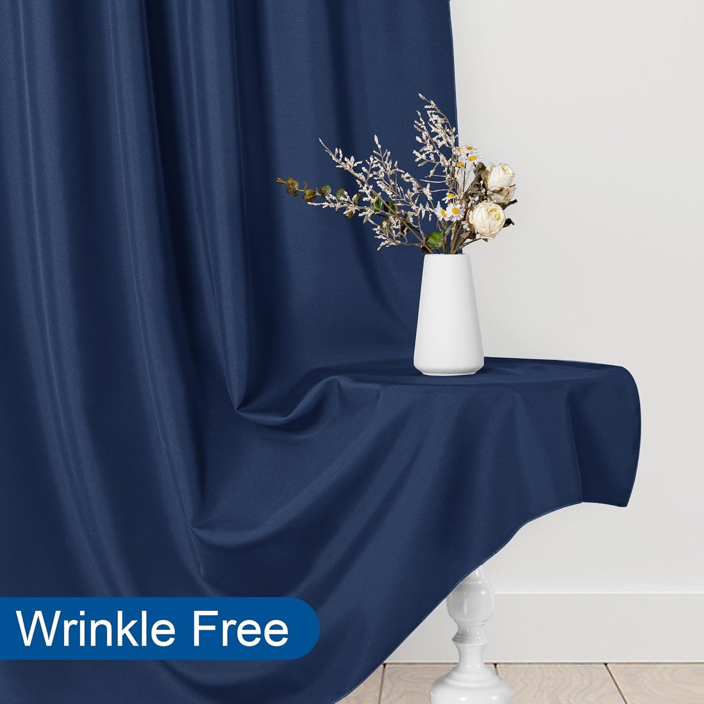 DWCN 10x8 FT Navy Blue Backdrop Curtains for Parties, Photography Backdrop Drapes with Rod Pockets for Wedding Decorations Stage Birthday Family Gatherings, 2 Panels 5ft x 8ft
