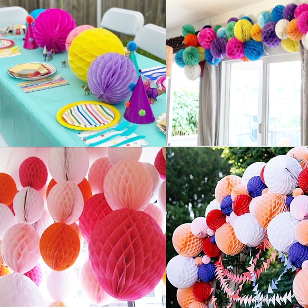 20pcs Honeycomb Flower Balls - Party Decoration Paper Flower Balls Tissue Paper Pom Poms for Birthday Wedding Home Decor (3inch+6inch, Yellow)