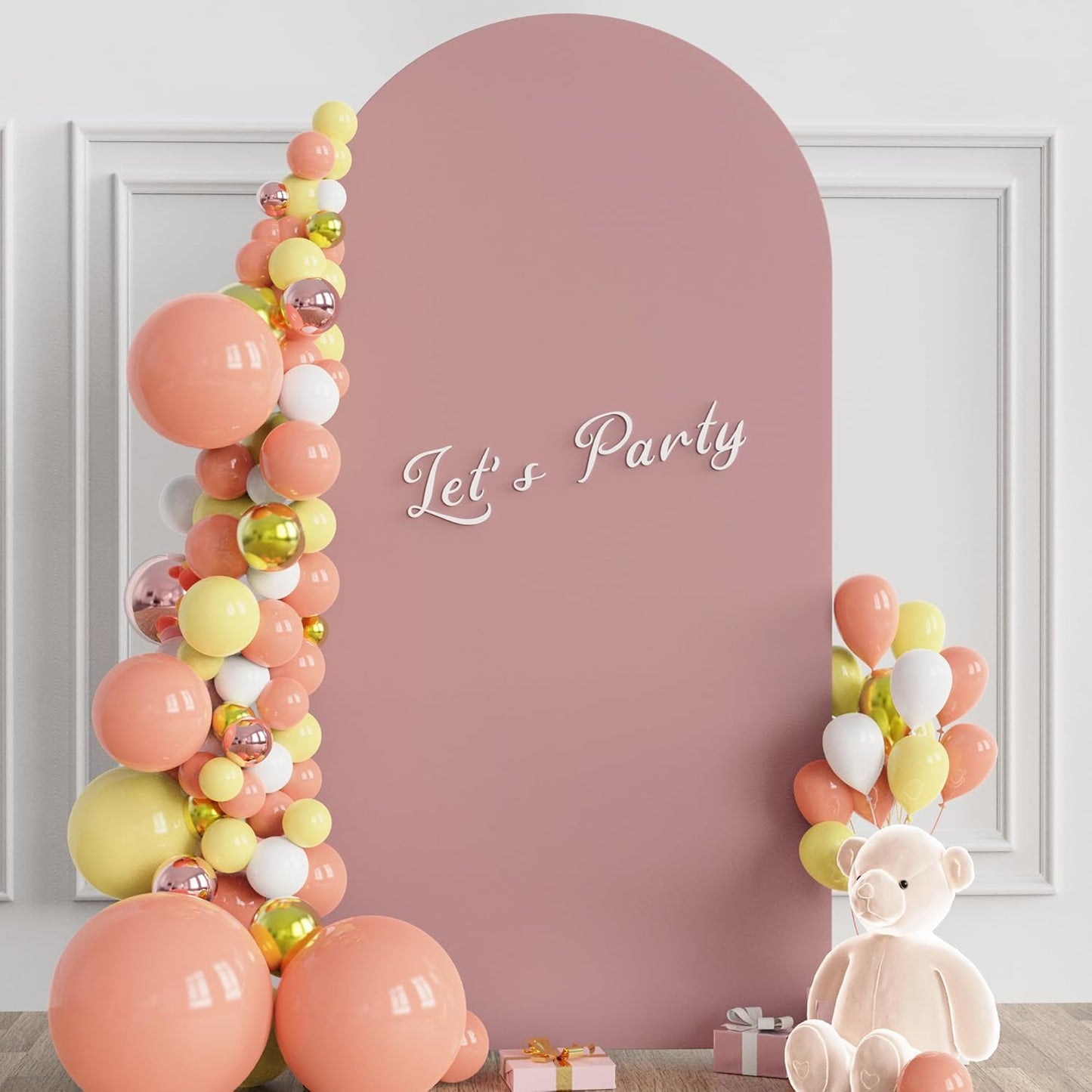 Wokceer 6.6 FT Wedding Arch Stand and Arch Cover, Metal Arch Stand with Arch Stand Cover for Birthday Party Wedding Ceremony Bridal Baby Shower Event Decor