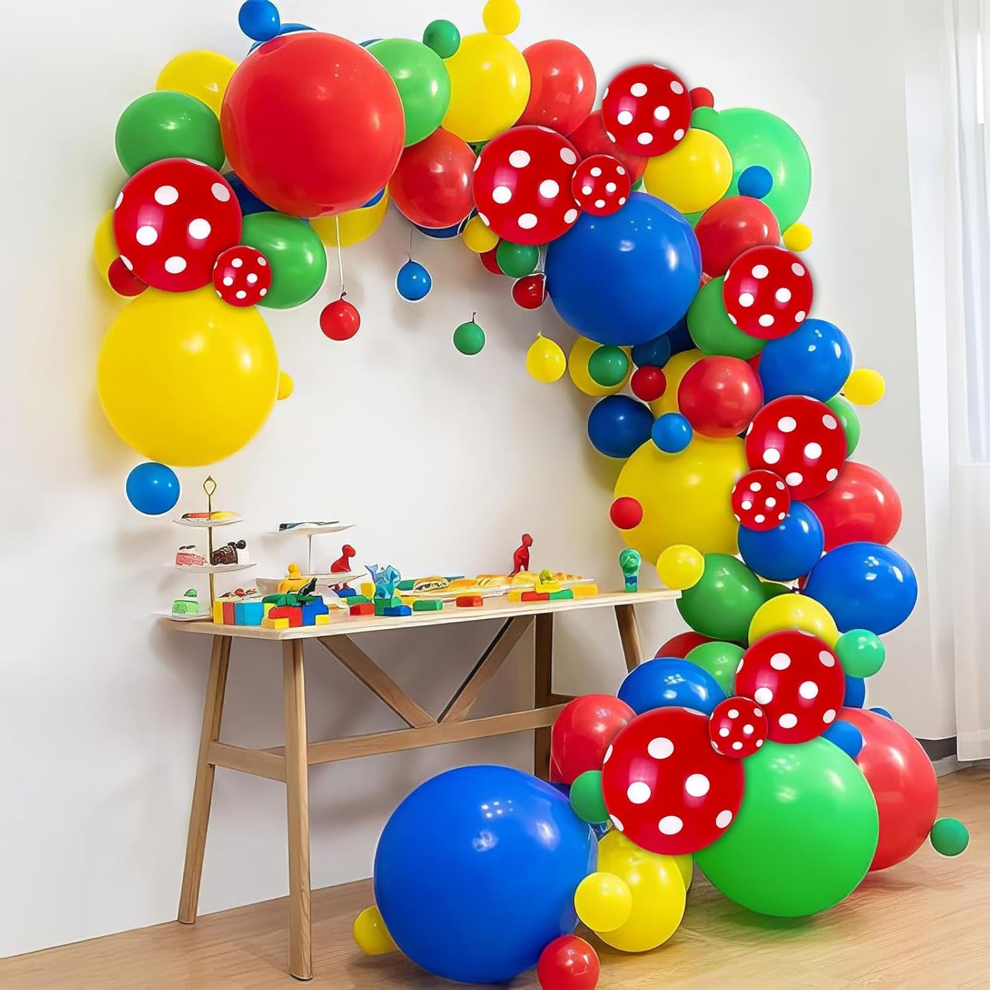 Red Yellow Blue Balloons, Red Blue Green Party Balloons Red Polka Dot Balloons Carnival Circus Balloons Yellow Green Latex Balloons For Kids Adults Birthday Carnival Theme Party Wedding Baby Shower