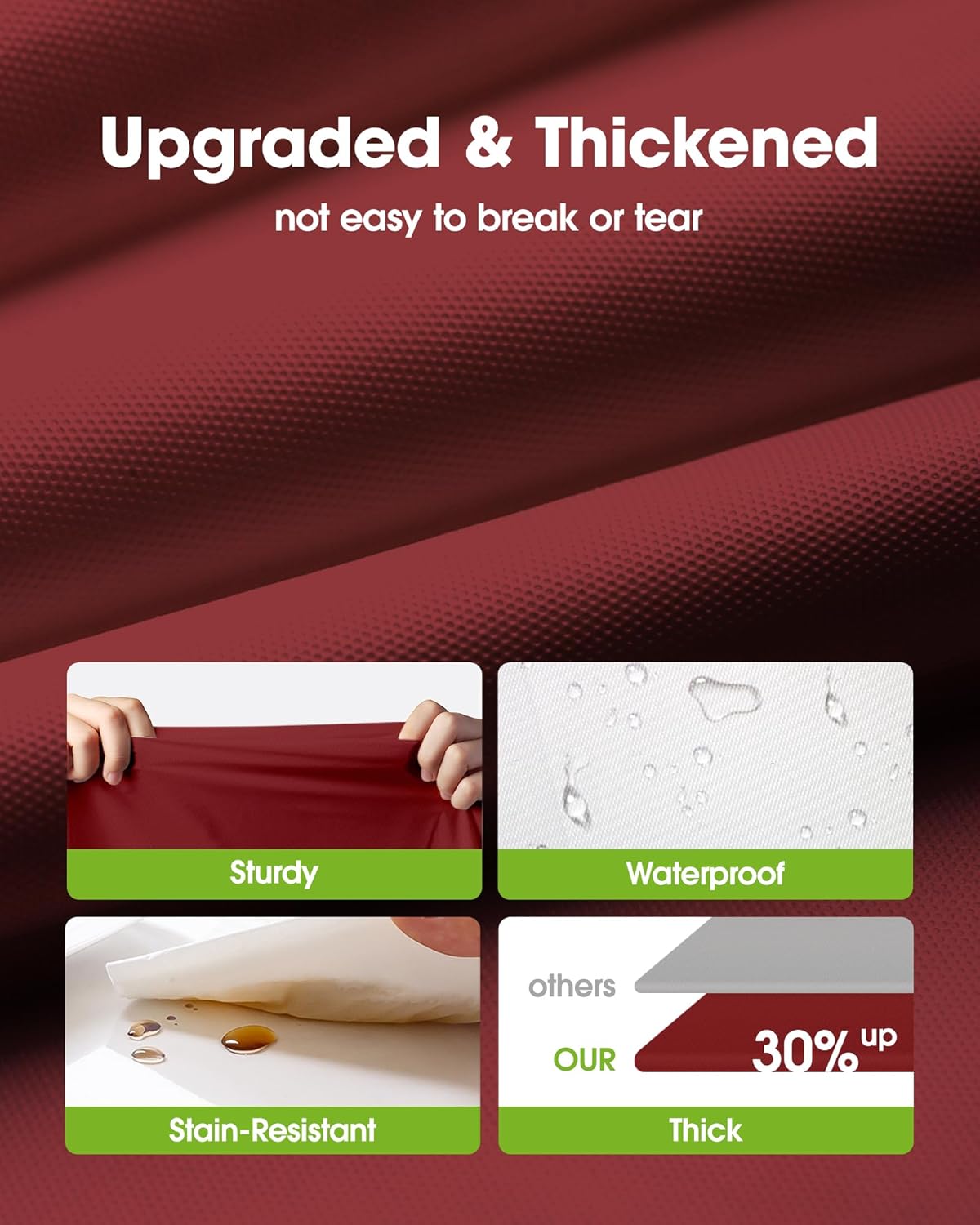 Pureegg Plastic Table Cloth Disposable 10 Pack, 54 x 108 Inch Table Cloths, Party, Thanksgiving Decorations, Harvest, Fall Tablecloths, Rectangle, Maroon Plastic Cover, Leakproof & Sturdy, Burgundy