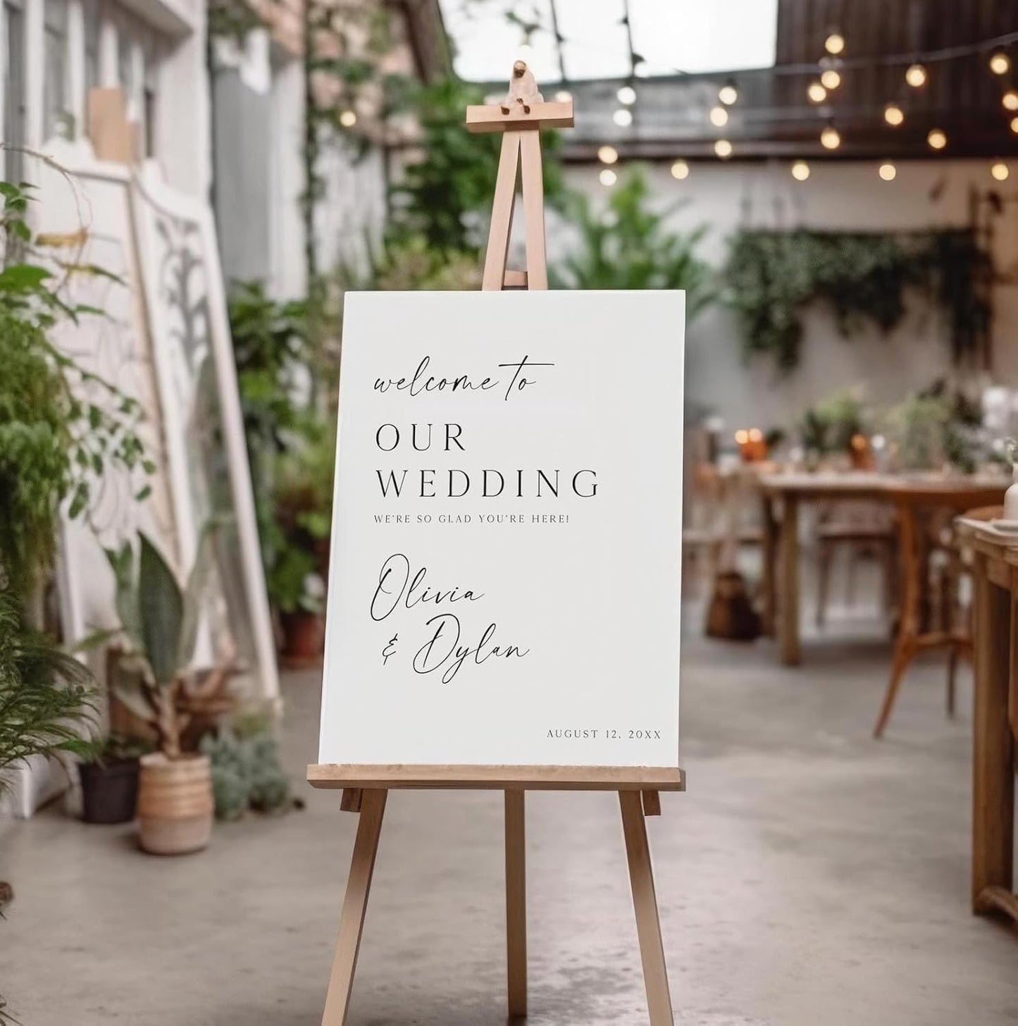 Welcome Wedding Sign Personalized, Modern Elegant Wedding Sign Decorations Signage 12" X 18" (Small), 27" (Medium), 36" (Large), Plastic, Modern, Pole Mount, Weather