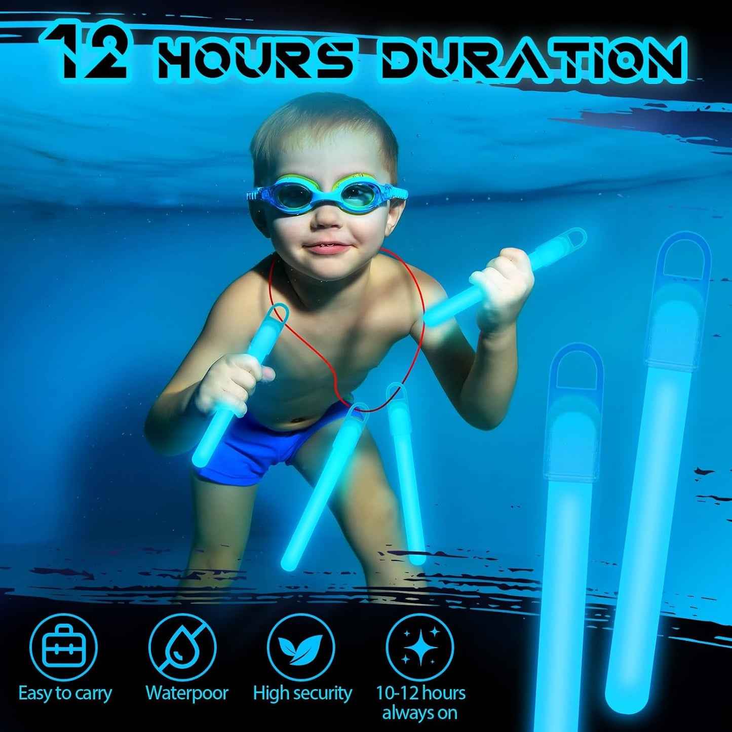 Lewtemi 50 Set 4'' Glow Sticks Bulk, Hallowee Glow in The Dark Party Supplies, Emergency Light Sticks with Lanyard, for Birthday, Light up, Neon, Halloween Theme Party Favors