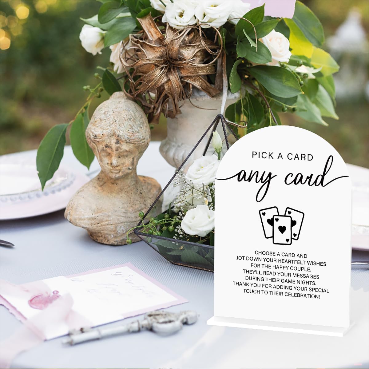 Acrylic Wedding Sign Pick A Card Sign for Wedding Wedding Signs for Ceremony Modern Calligraphy Arch Acrylic Table Top Sign for Wedding Reception and Event Party Table(white）