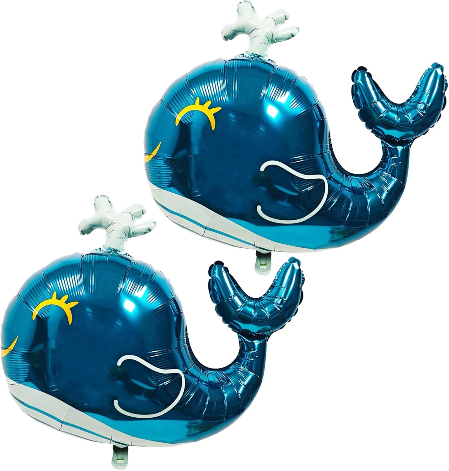 2Pcs Cute Whale Balloons Blue Spouting Whale Shape Mylar Foil Balloon Under The Sea Decorations Ocean Animal Fish Balloons For baby shower party Ocean Birthday Themed Party Decorations