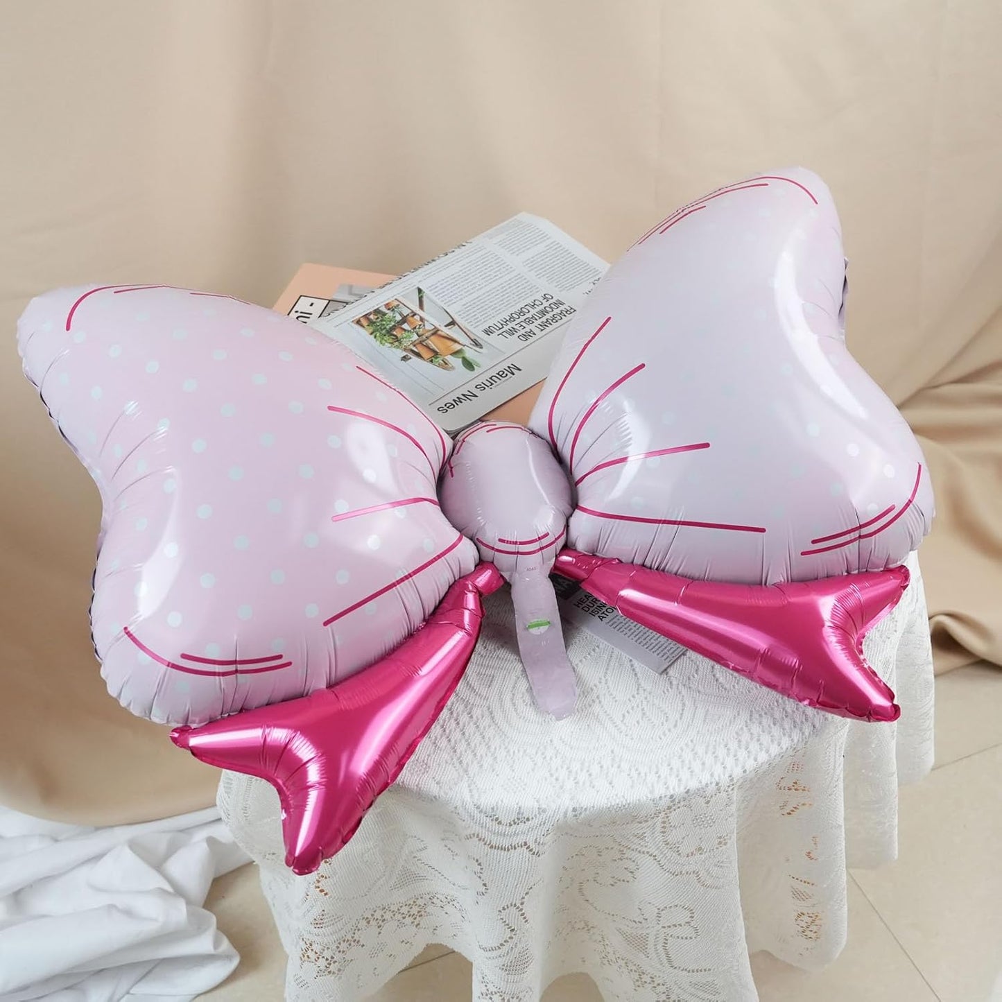 36 Inches Bow Foil Balloon Huge Bowtie Pink Balloon for Baby Shower, Wedding, Kids Theme Party Decoration (Pink1)