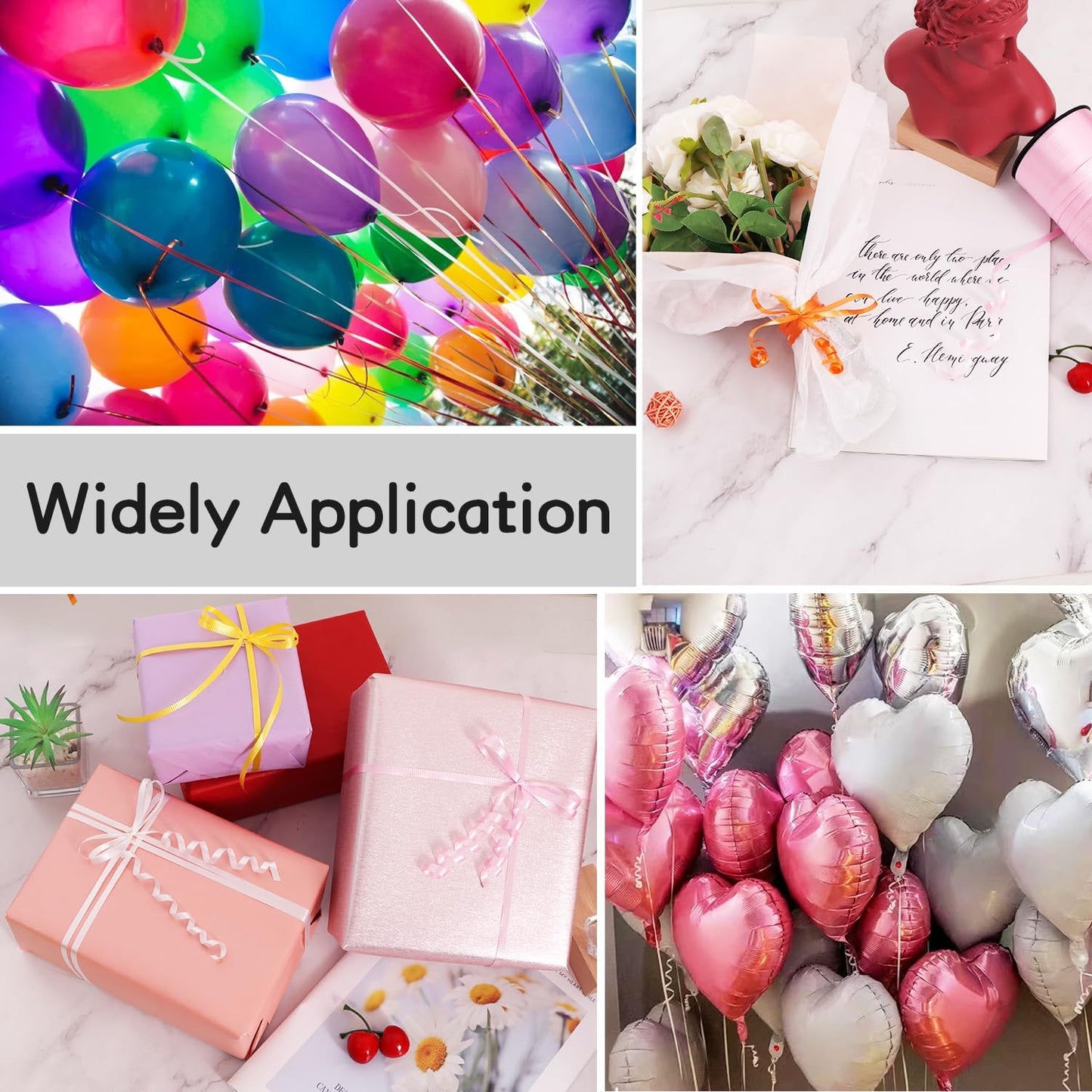 BEISHIDA 500 Yards Matte Light Pink Curling Crimped Ribbon Balloon String Ribbons for Gift Wrapping Ribbon for Birthday Party Festival Art Craft Decor Florist Flowers Decoration