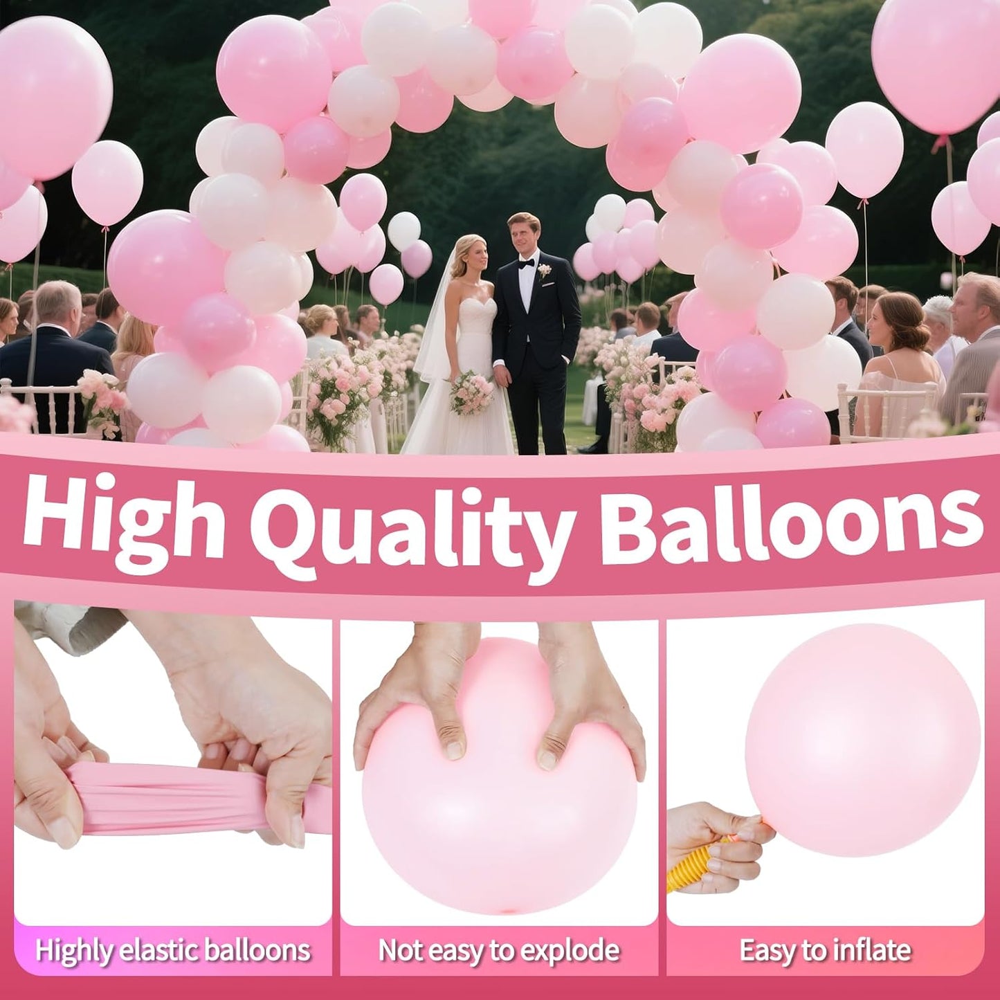 KAWKALSH Light Pink Balloon 12 Inch, 110pcs Latex Party Balloons Helium Bright Color for Birthday Baby Shower Wedding Party Supplies Arch Garland Decoration