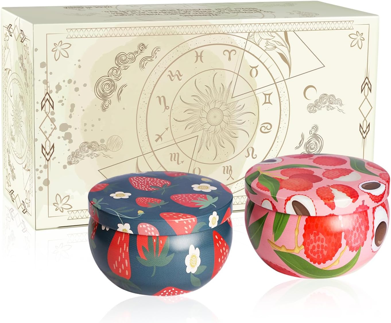 2Pack Scented Candle-2.2oz Aromatherapy Candles,Long Lasting Burn-Strawberry and Litchi Scented Candle Gifts for Man,Women,Soy Wax Candle Prefect for Home Decor, Stress Relief