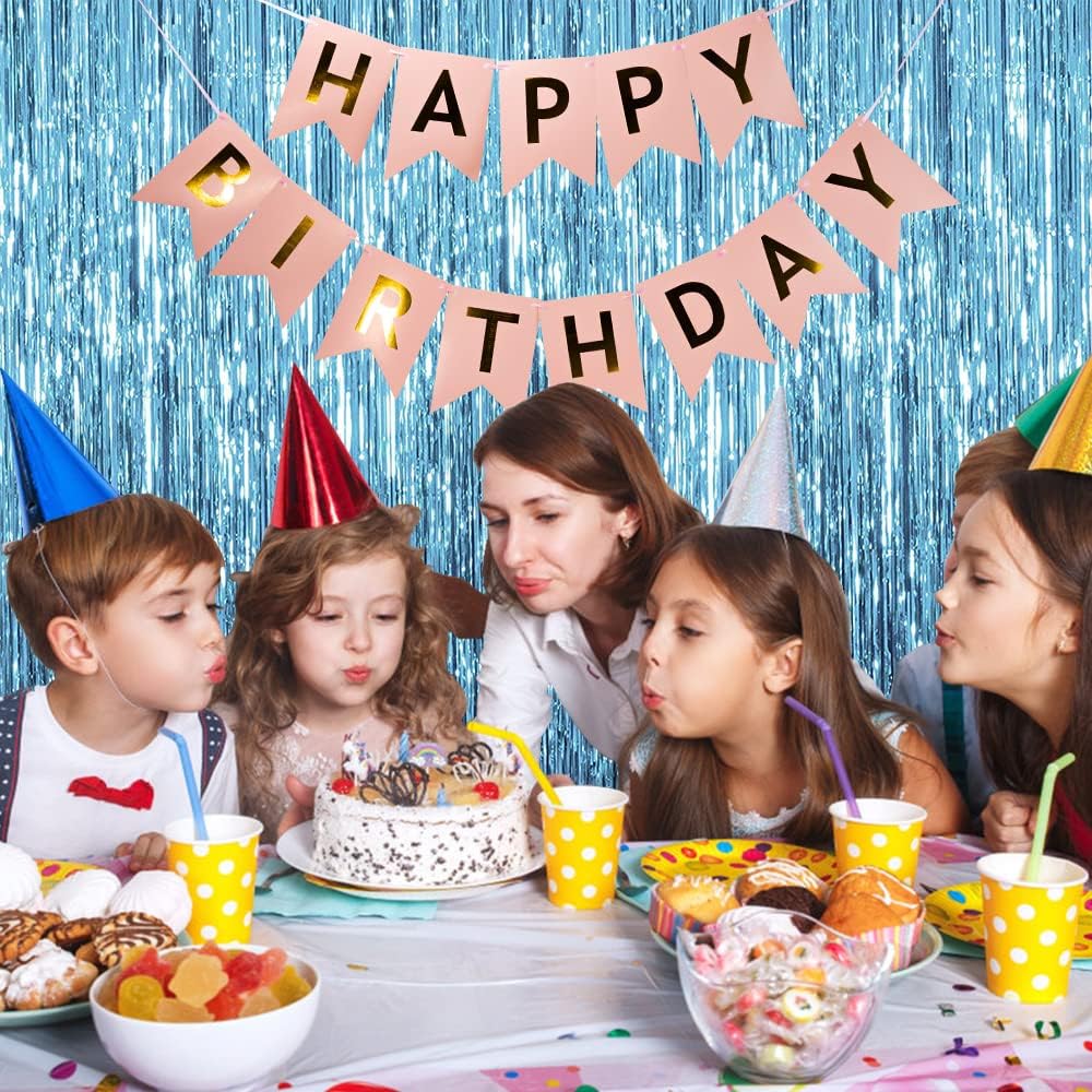 20 Pack Foil Curtain Backdrop Blue Metallic Tinsel Foil Fringe Curtains Photo Booth Props for Birthday Wedding Engagement Baby Shower Bachelorette Christmas Holiday Celebration Party Decorations