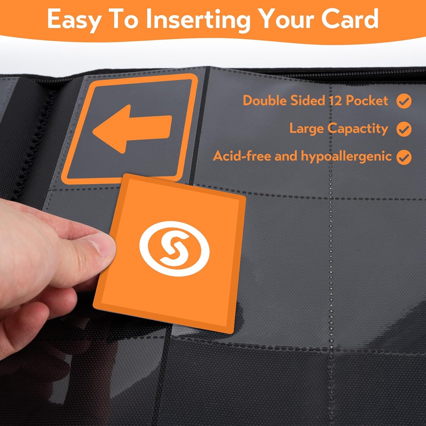 SMYV 12 Pocket Trading Card Binder, Premium PU Cover Card Binder for 720 Cards, Ringless Side Loading Card Collection Album Folders for MTG, TCG, Game Cards & Sports Cards (Black)