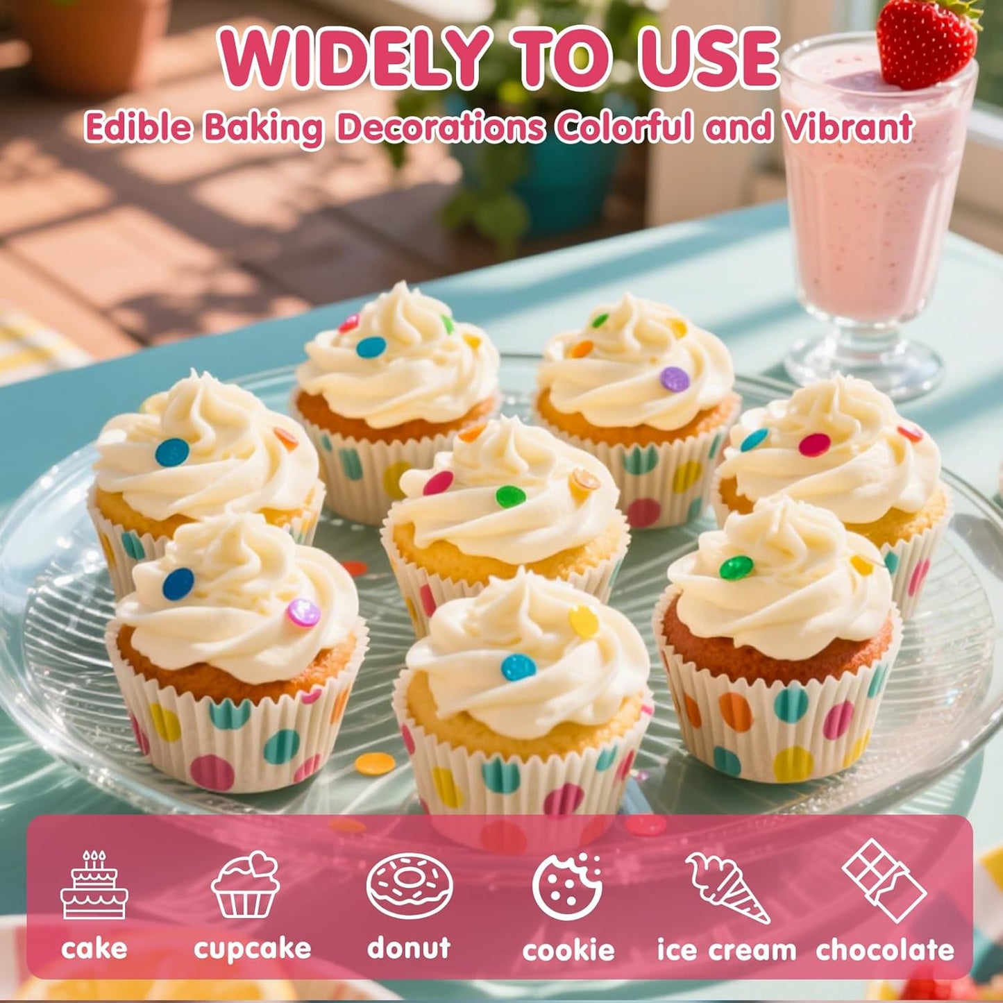 Edible Confetti Sprinkles,Colorful Round Cake Decoration for Desserts,Rainbow Circular Candy,Pastel Sprinkles for Cake Baking,Perfect For Birthday Party,Festival Baking Supplies,100g/3.53oz