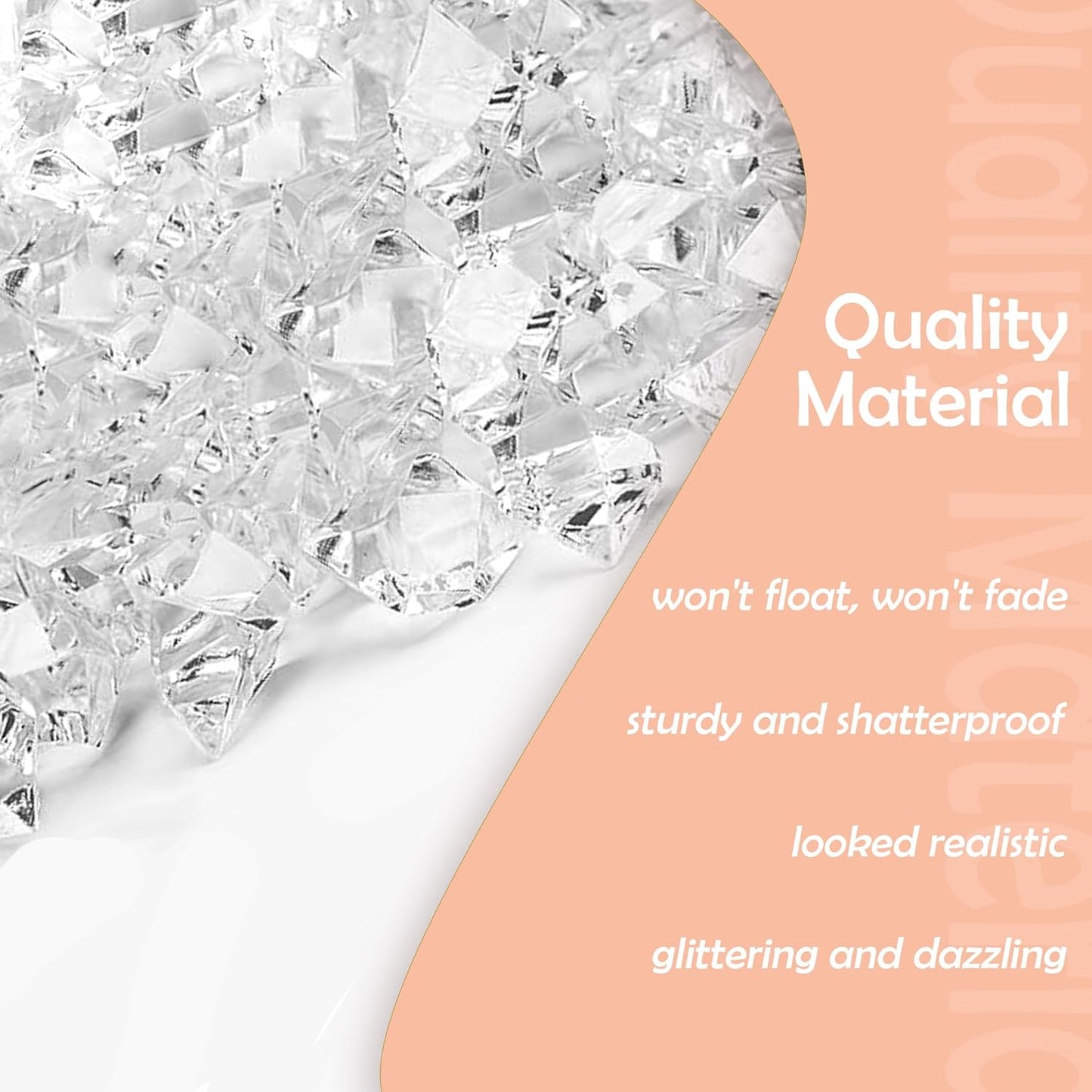 190Pcs Clear Vase Fillers, Fake Crush Ice Rocks Acrylic Diamonds for Wedding Centerpieces Home Party Table Scatter, 0.9 in Plastic Gems for Fish Tank Decor