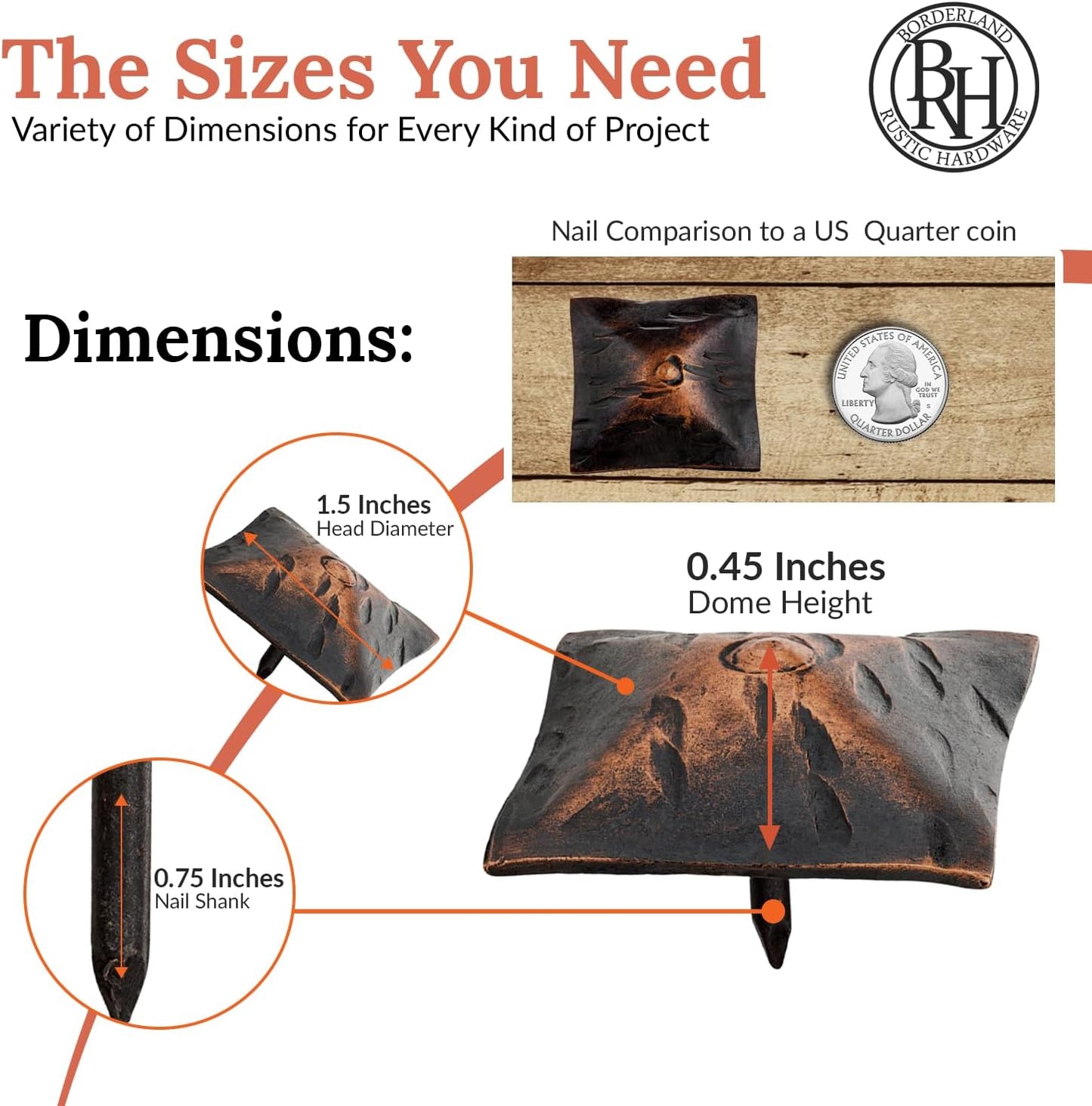 25 Pack 1.5" Square Head Iron Clavos Decorative Nails – Oil Rubbed Bronze – Handmade Rustic Square Fasteners for Farmhouse Shutters, Faux Wood, Barn Doors, Shutters, Gates – Ornamental Wood Accent