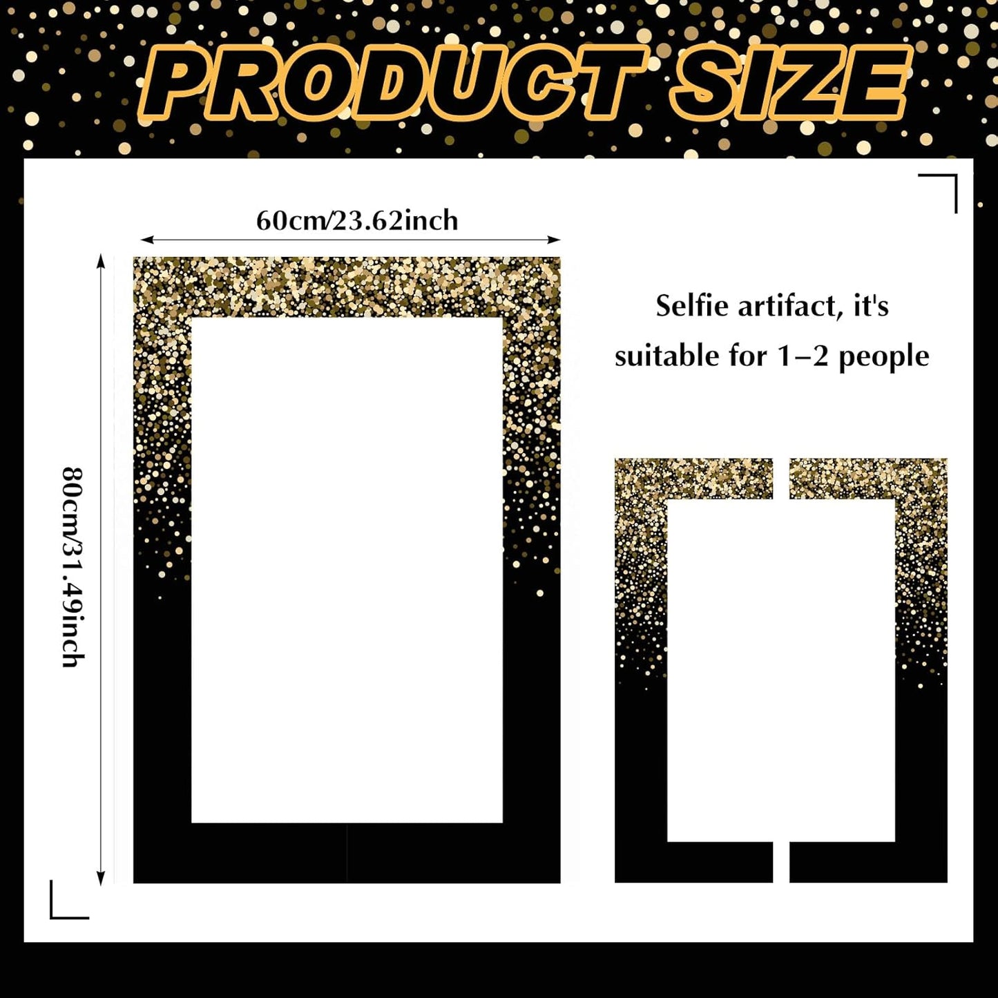 Upgraded 32 x 24 Inch Large Photo Booth Props Picture Frame Vintage Photo Frame Friends Selfie Props for Wedding Mexico Birthday Bachelorette Graduation Party Supplies(Black and Gold Style)