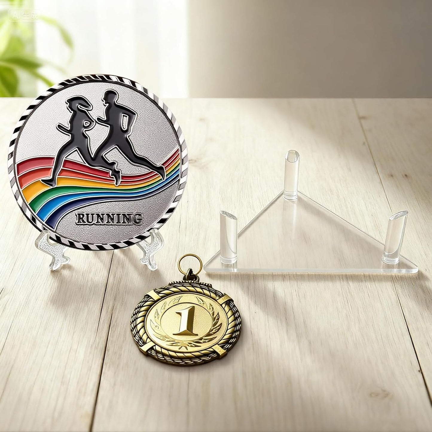 Ball Display Stand with Card Display Stand, Transparent Acrylic Sleek Holder for Different Size Basketball, Soccer Ball, Football, Small Easel Holder Stand for Trading Card Holder-1 Pack