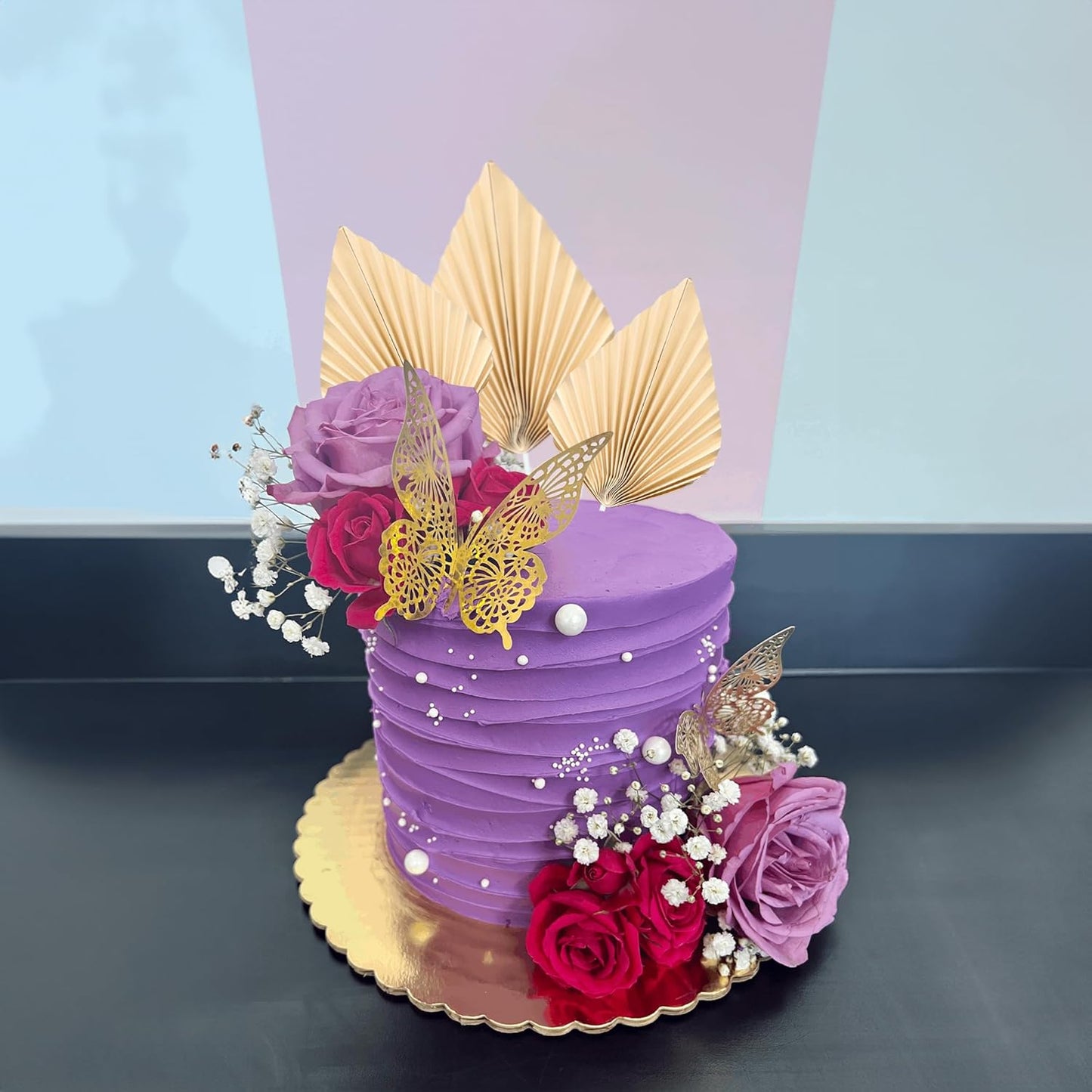 Gyufise 6Pcs Paper Palm Fan Cake Toppers Palm Leaf Fan Cake Topper Palm Spear Leaf Cupcake Toppers Cake Insert Decoration For Cake Decorating Diy Craft Project Home Wedding Party Supplies Beige