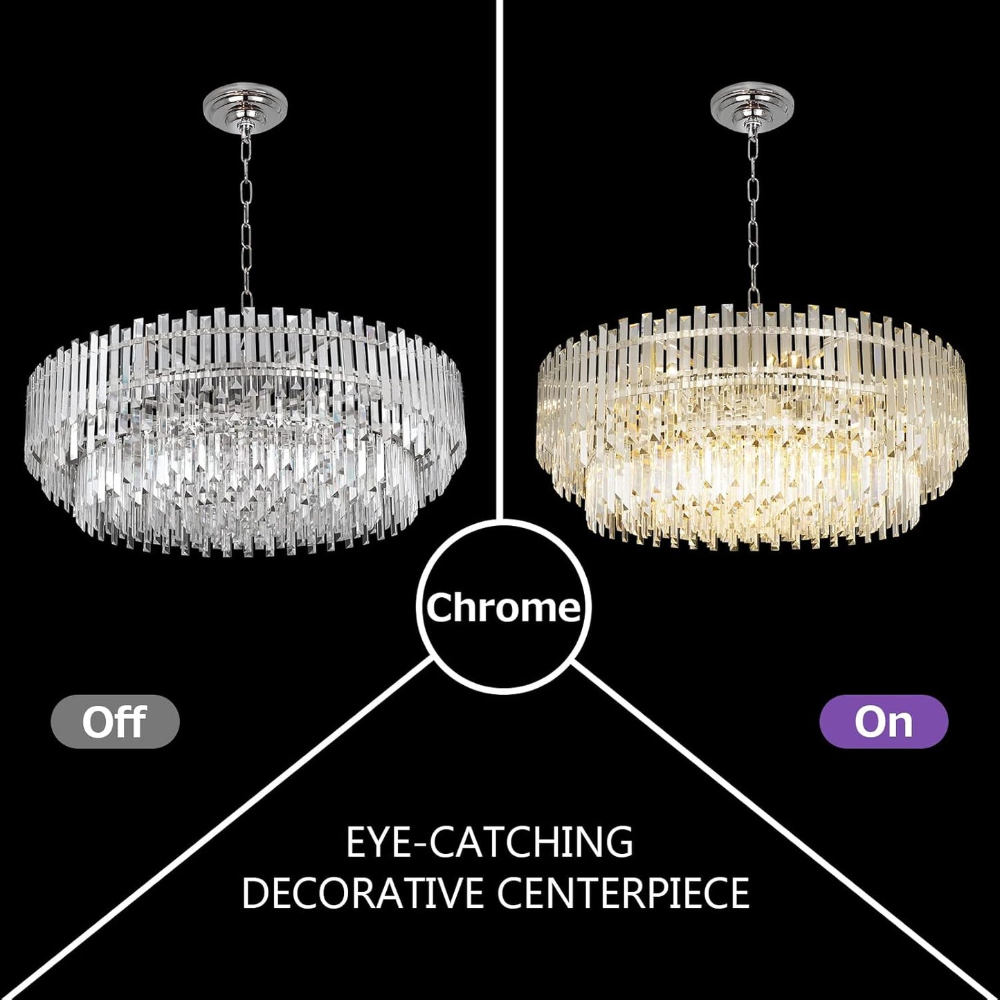 Crystal Chandelier Lighting 39'' for Dining Rooms Bedroom Foyer Entryway Ceiling Hanging Pendant Chandelier Light Fixture Lamp