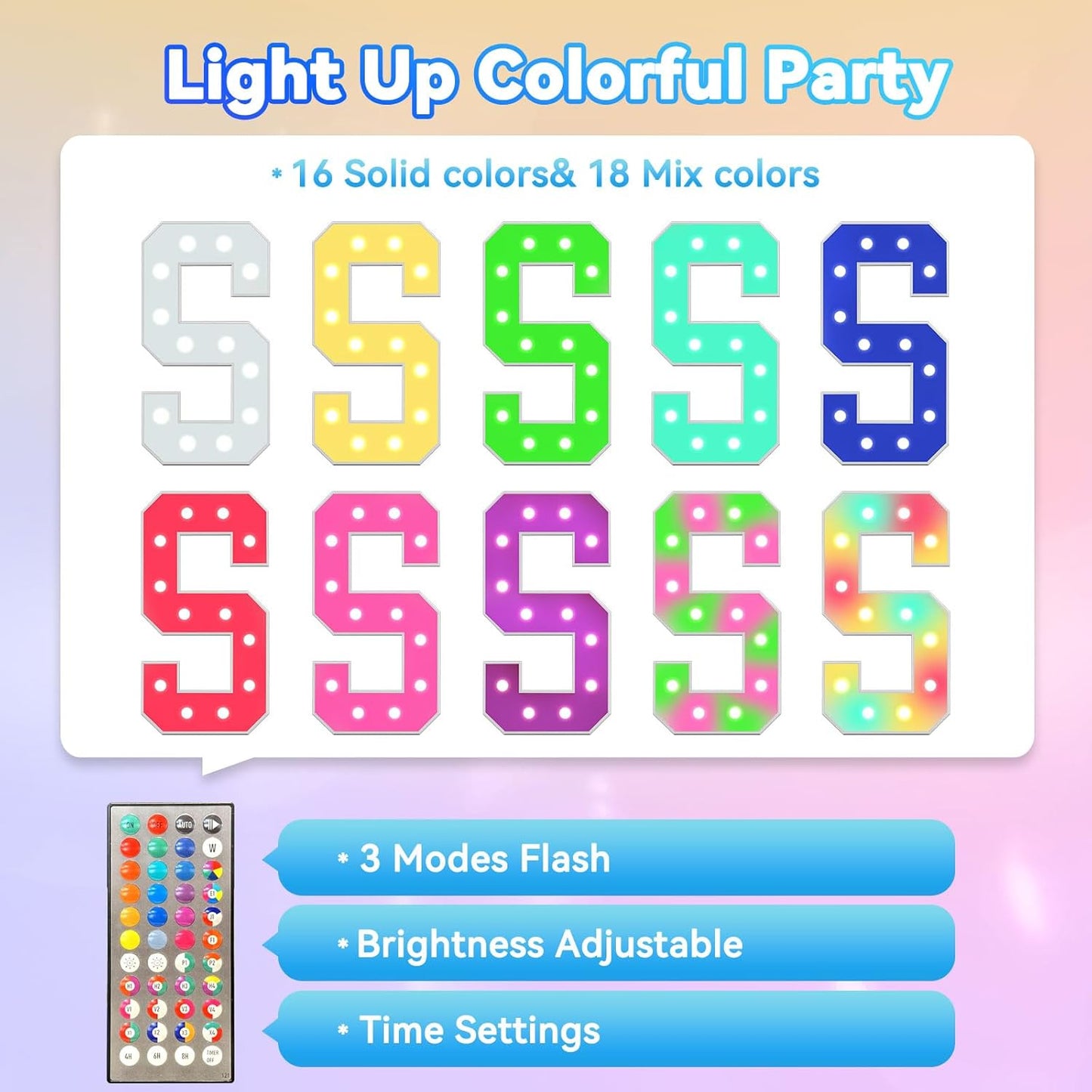 Ledido 4FT Marquee Light Up Letters, 34 Colors Changing Marquee Letter 4 Feet Tall with Remote, Big Letters for Party Wedding Graduation Birthday Decorations, Large Light Up Letter U