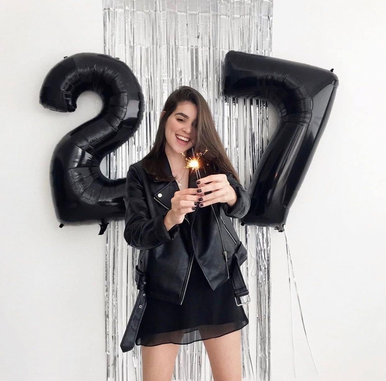 40 Inch Black Number Balloon 0-9(Zero-Nine), Big Size Happy Birthday Balloon, Foil Helium Big Number Balloon for Birthday Celebration Decorations Graduations Anniversary Photo Shoot