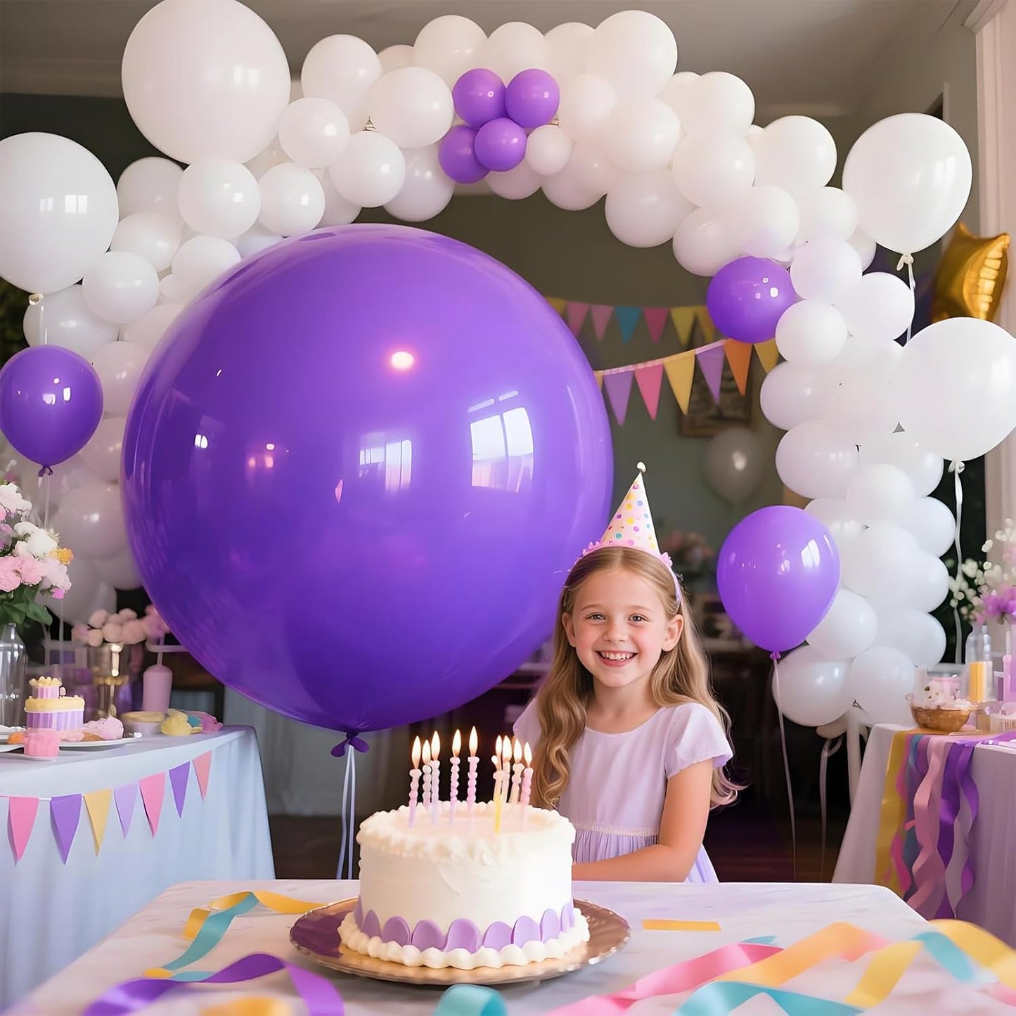 KAWKALSH Purple Balloons 9pcs, 36 Inch Large Balloons for Garland or Arch as Party Wedding Baby Shower Decorations