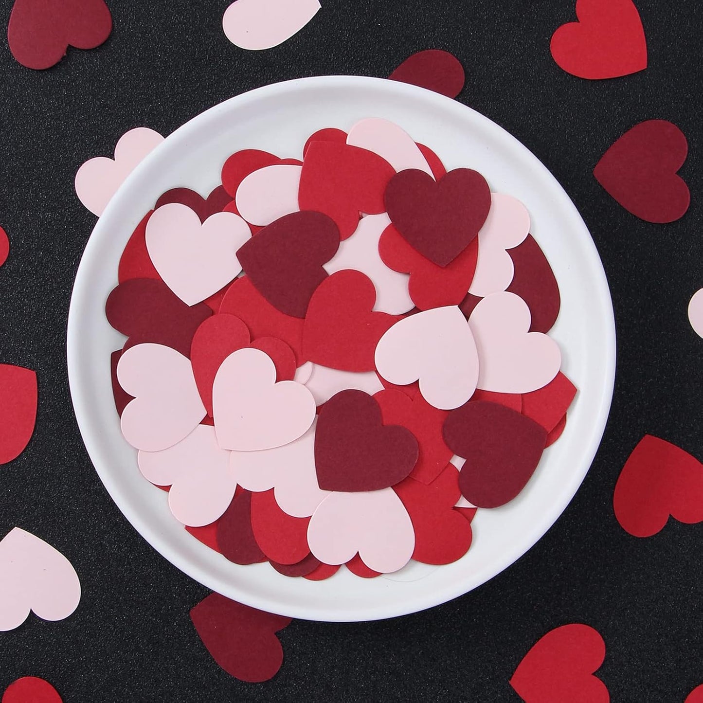 Pink Red Burgundy 300Pcs Paper Heart Confetti Table Decorations Engagement Mother's Day Wedding Anniversary Romantic Bridal Shower Birthday Party Valentine Galentines Day Decor HongTongTong