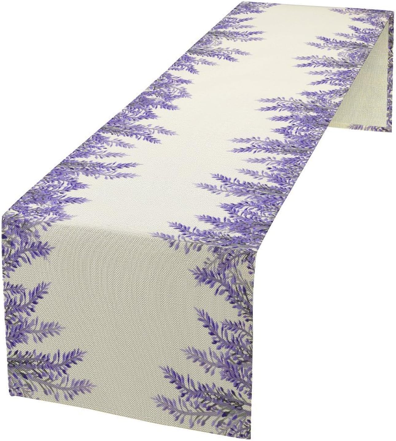 Purple Lavender Table Runner Vintage Watercolor Modern Kitchen Restaurant Decoration Suitable for Indoor and Outdoor Wedding Party Banquet Table Runner 13x108 Inch