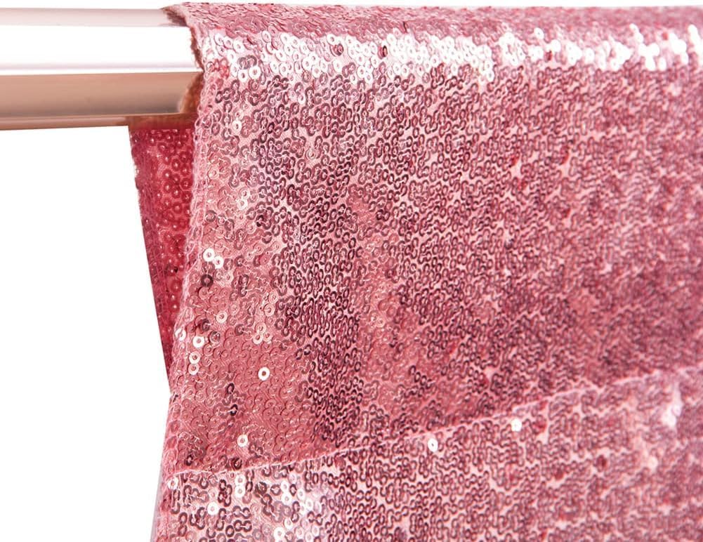 Poise3EHome 6Ft x 8Ft Fuchsia Pink Sequin Backdrop, Glitter Thick Satin Sequin Background Drapes, Sequence Backdrop for Wedding Party Holiday Festival Decor