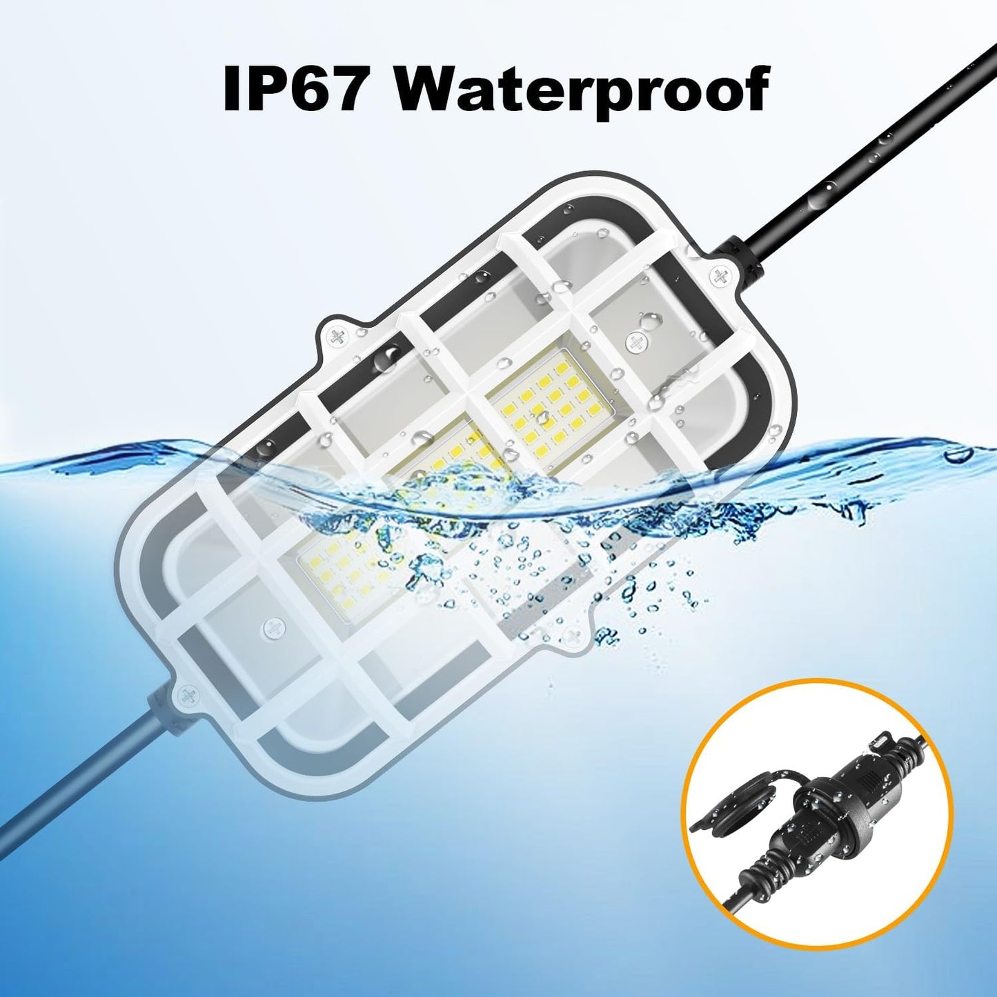 50FT LED Construction String Lights, 75W Super Bright 7500LM Plug in Linkable String Work Lights, 5000K Waterproof IP67 Temporary Lighting for Construction Sites, Jobsites, Indoor & Outdoo