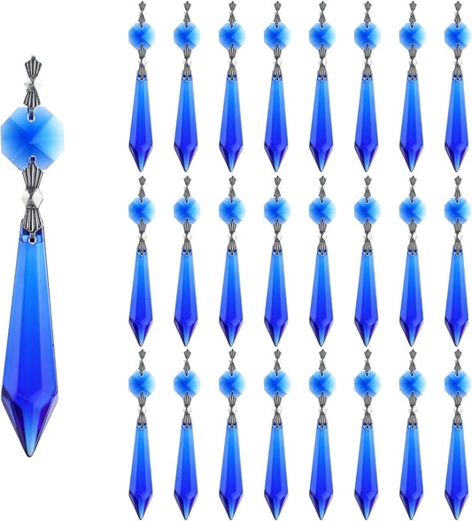 HDCRYSTALGIFTS 25pcs Blue Chandelier Crystals Replacement Chandelier Icicle Crystal Prisms Crystal Drop Prisms
