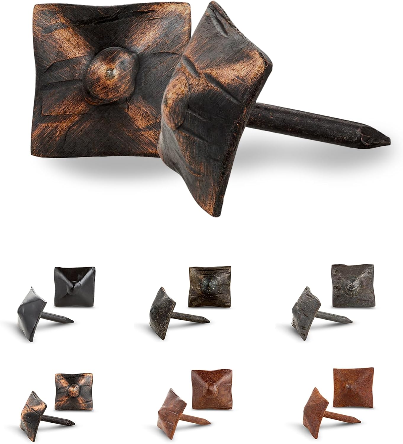 25 Pack 0.75" Square Head Iron Clavos Decorative Nails – Oil Rubbed Bronze – Handmade Rustic Square Fasteners for Farmhouse Shutters, Barn Doors, Shutters, Gates – Ornamental Wood Accent