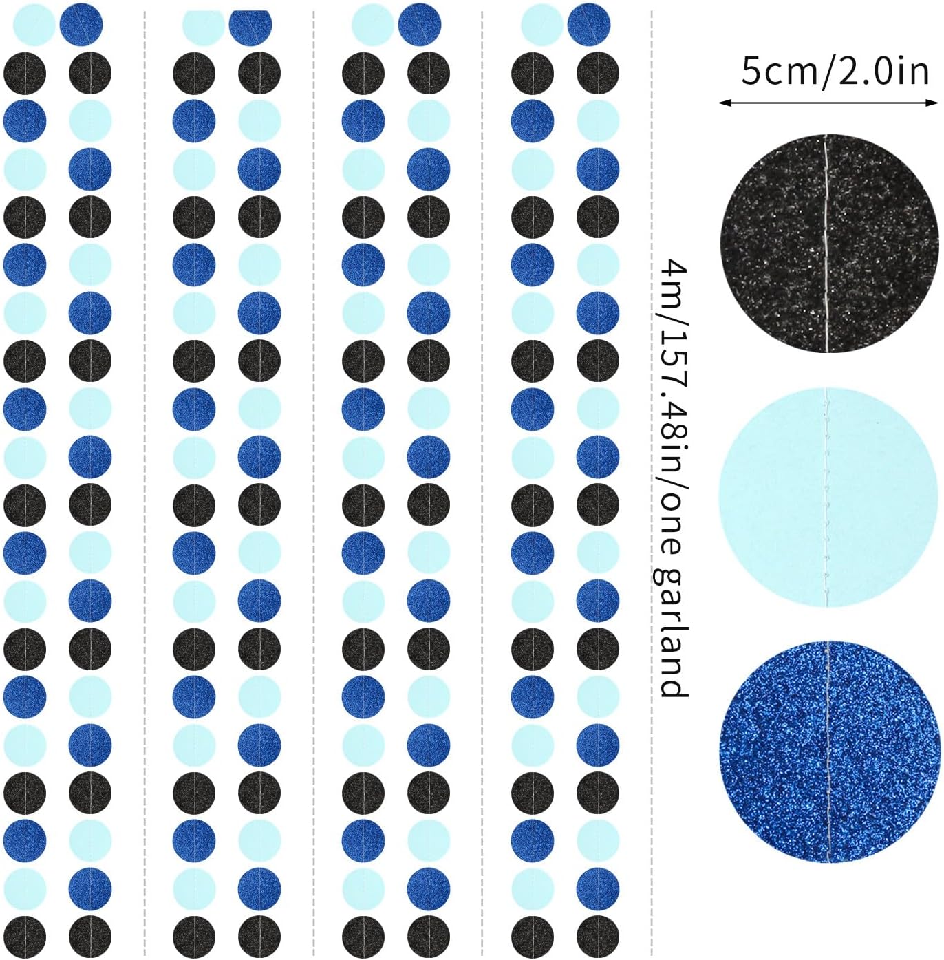 Navy-Blue Black Birthday Party-Decorations Streamers - 52FT Graduation Hanging Paper Garland Banner,Baby Bridal Shower Wedding Bachelorette Fathers Day Supplies Backdrop Decor Hugtmr