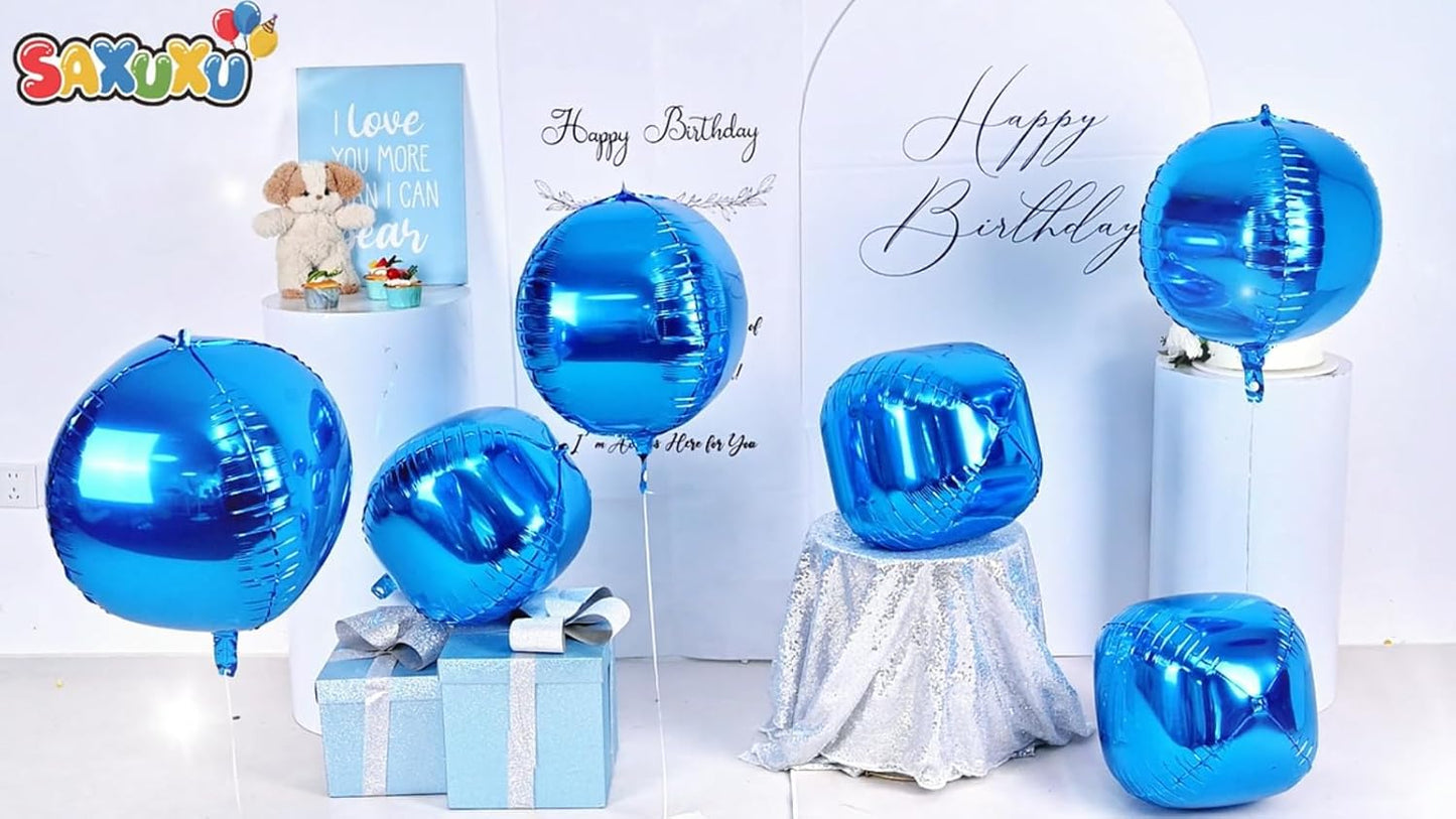 Blue Giant 4D Foil Balloons, 6 Pcs Large Dark Blue Metallic Round Balloons, 22 Inch Big Round Foil Balloon for Graduation Prom Birthday Party Baby Shower Wedding Decorations