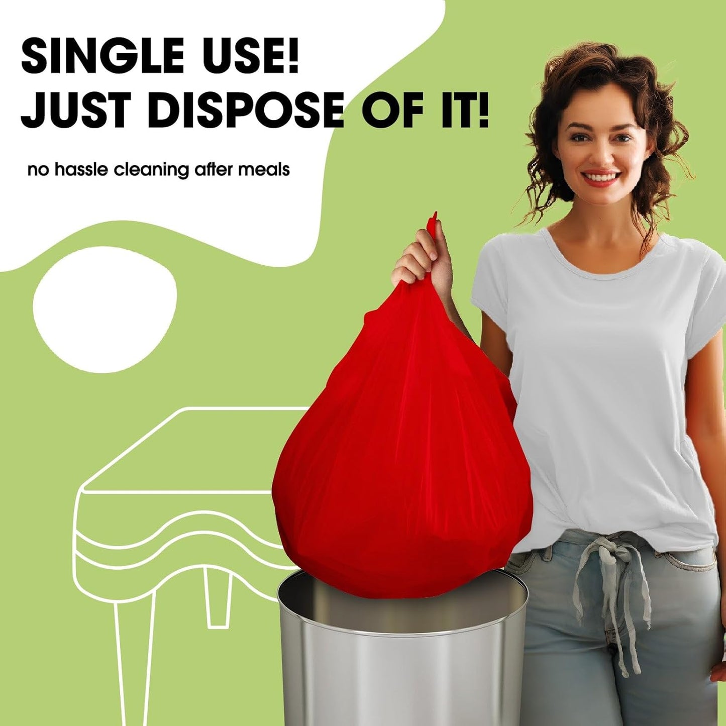 Pureegg Plastic Table Cloth Disposable 10 Pack, 84'' Round Table Cloths, Valentines Day, Thanksgiving, Christmas Decorations, Fall Tablecloths, Round, Plastic Cover, Leakproof & Sturdy, Red