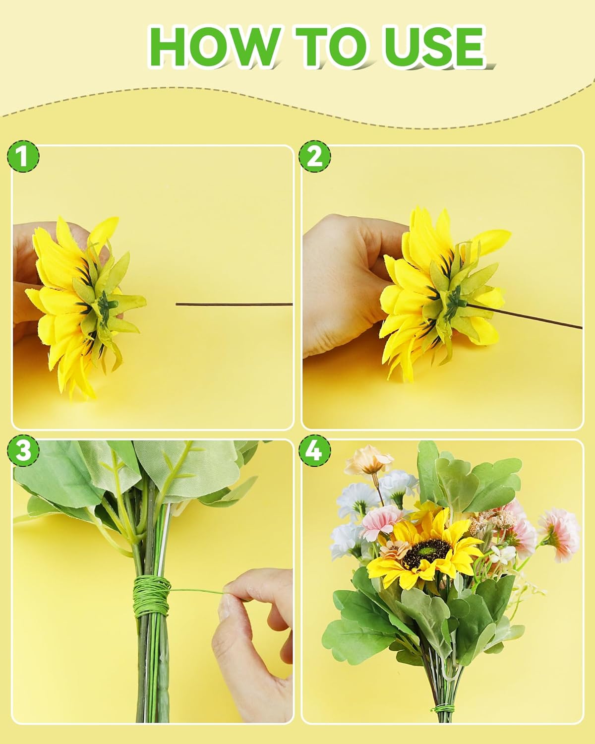 50 PCS FIVEIZERO 16 Gauge White Floral Wire Stems for Artificial Flower Making,Florist Wire,Flower Wires for Crafts,Alambre para Flores for Wreaths, Flower Arrangements and DIY Projects