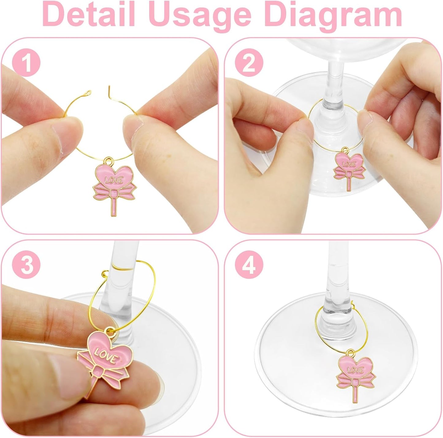 30PCS Wine Glass Charms Identification Markers for Stem Glasses, Wine Tasting Party Favors Holiday Decorations