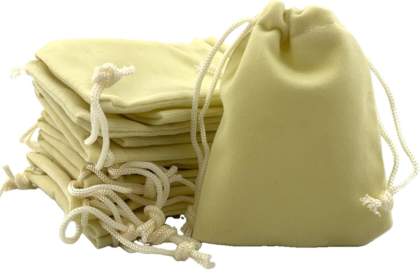 Palmhomee Pack of 48 3x4 Inch Velvet Drawstring Bags Gift Bag Velvet Pouch For Jewelry Wedding and Party Favor (Cream)