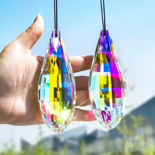 HDCRYSTALGIFTS Pack 2,120mm Colorful Prisms Crystal Suncatchers for Window Hanging Rainbow Maker Crystal Prisms Sun Catchers Indoor Home Garden Decoration