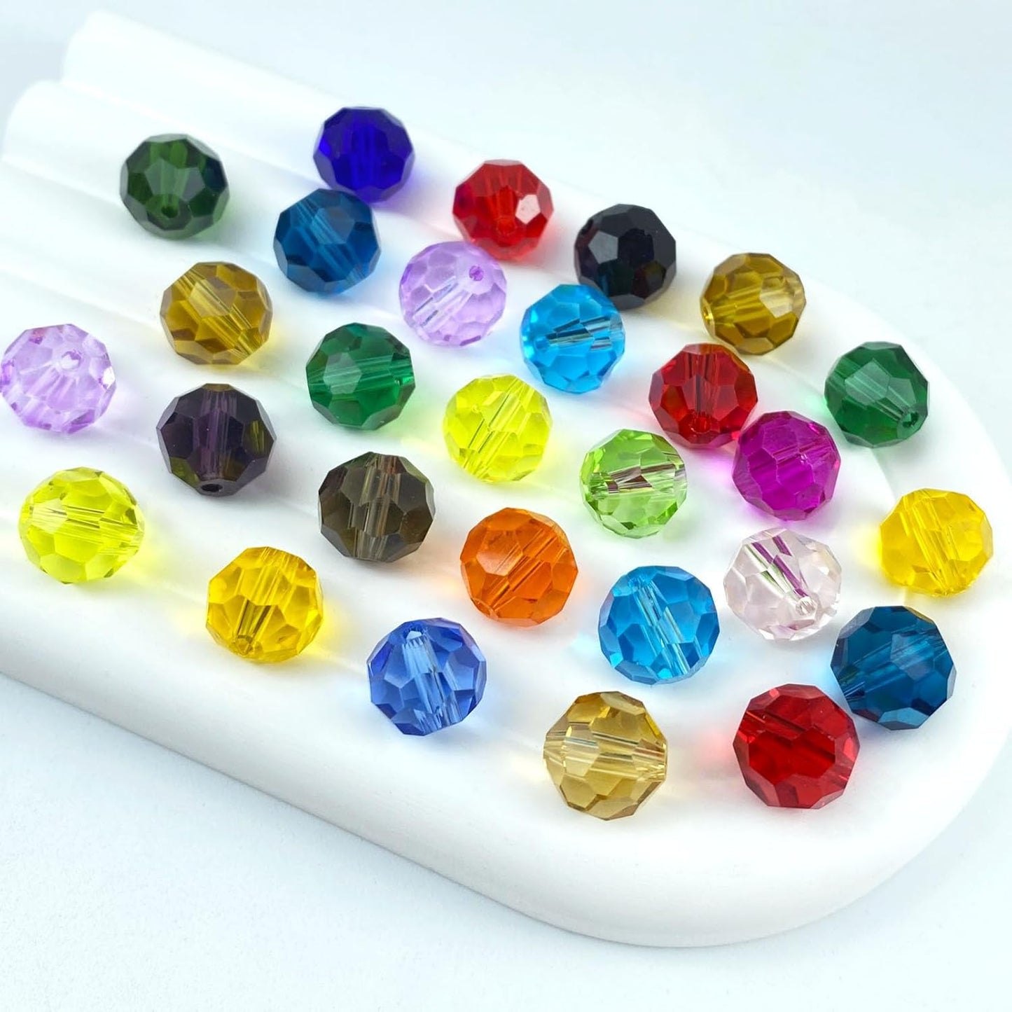 100 PCS 8mm Crystal Glass Beads Round Multiple Faceted Loose Spacer Glass Beads for DIY Handcrafte Bracelet Necklace Earring Jewelry Making(Multicolor)