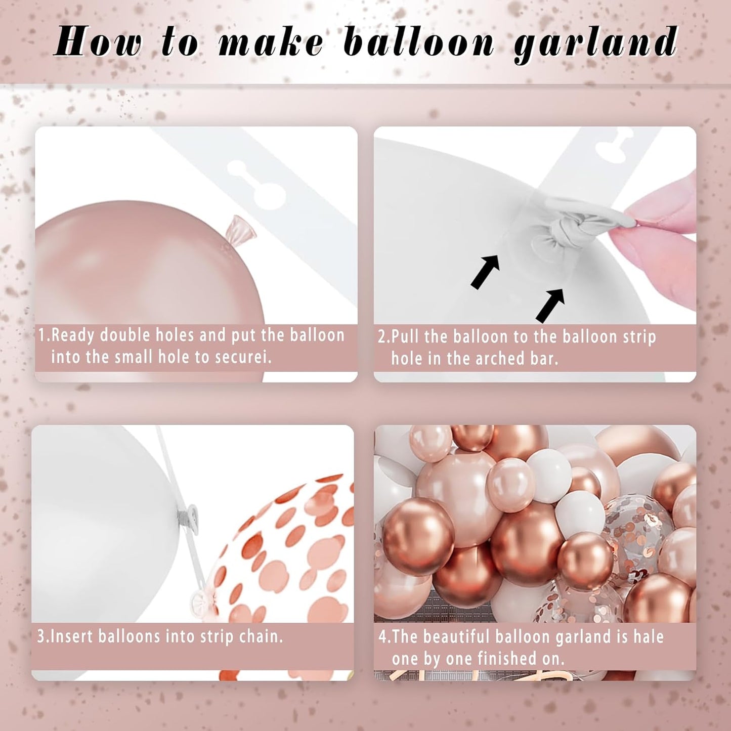 Rose Gold White Balloons Garland Arch Kit,142PCS Metallic Confetti Latex Metal Balloons Aluminum Foil Balloons for Baby Shower Ladies Birthday Wedding Party Decor Supplies