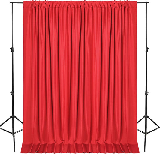 DWCN 10x10 FT Red Backdrop Curtains for Parties, Background Curtains Photography Backdrop Drapes with Rod Pockets for Wedding Decorations Birthday Family Gatherings, 2 Panels 5ft x 10ft