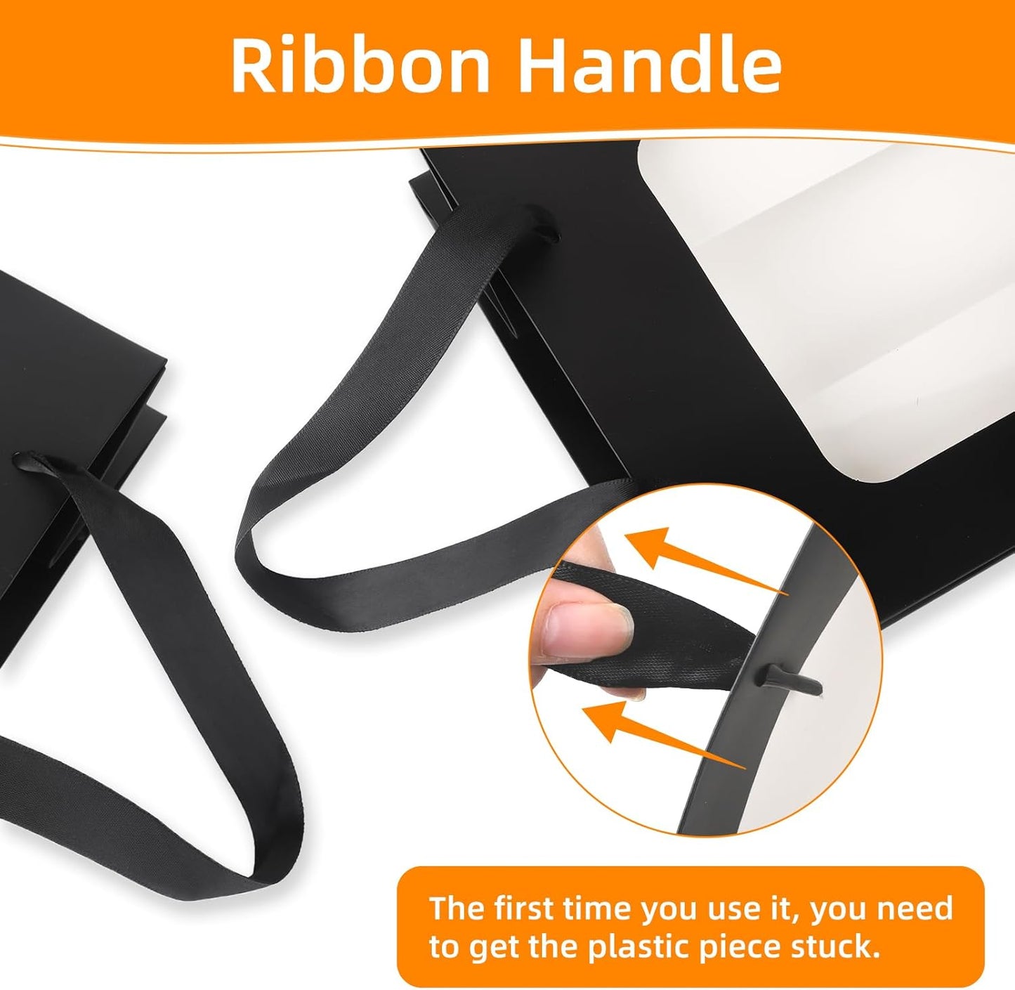 MOXARYSU 3 Pcs Black Gift Bags with Clear Window: 9.8x5.1x7.1 Inch Medium Kraft Paper Bags with Handle For Party Business Birthday Wedding (Black,3p)